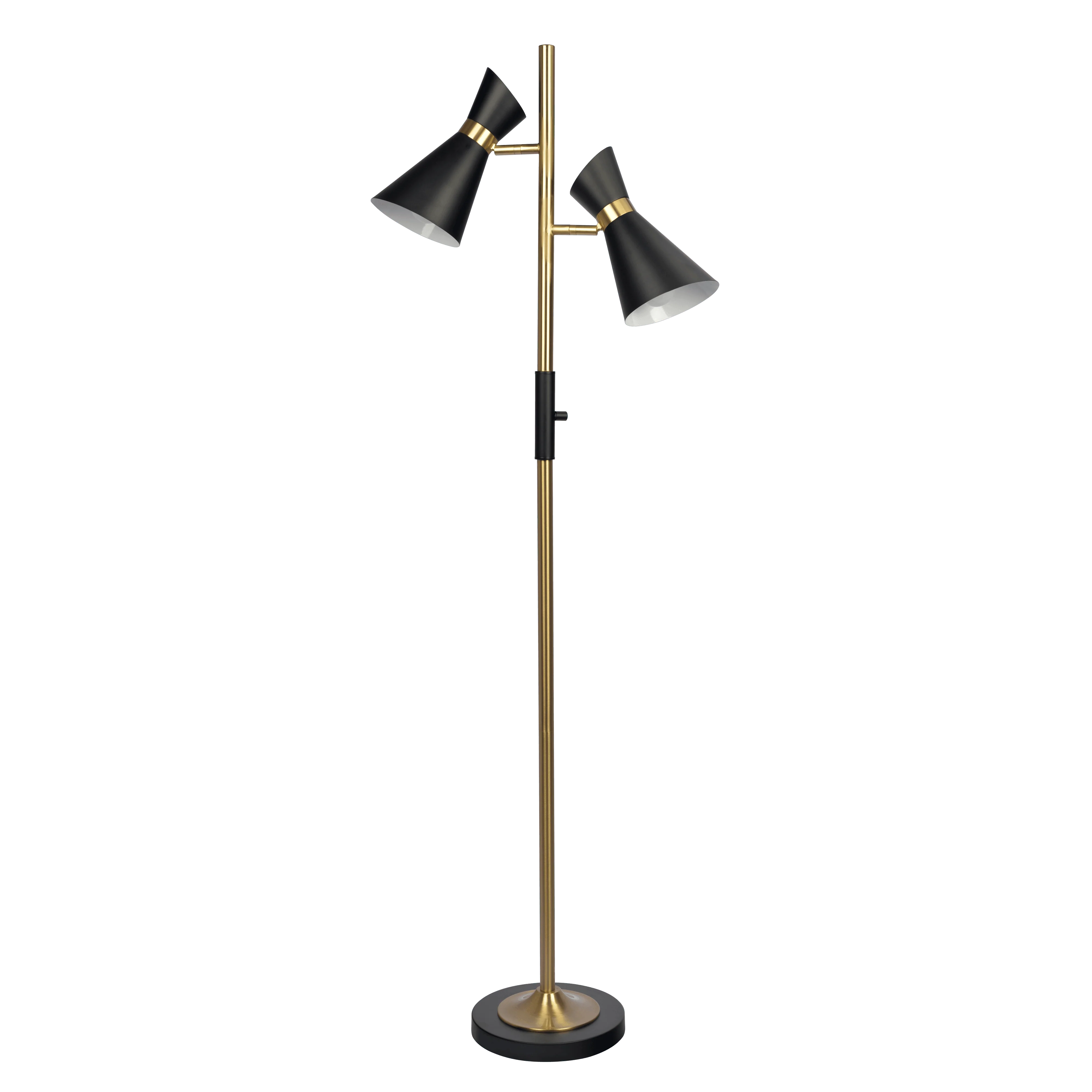 Axis Brassed Gold Floor Lamp with 4-Way Switch Double Spots with Metal Base