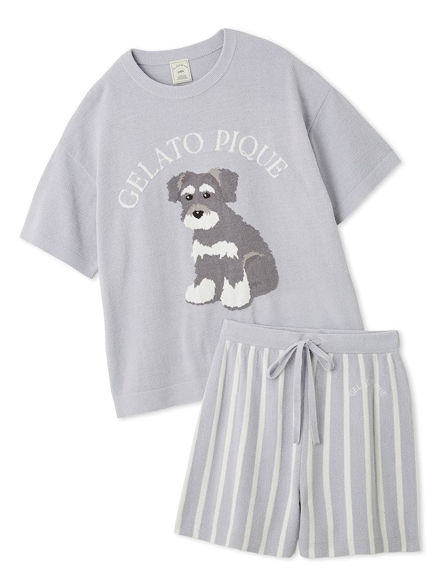 Schnauzer Airy Moco Jacquard Pullover & Shorts Set