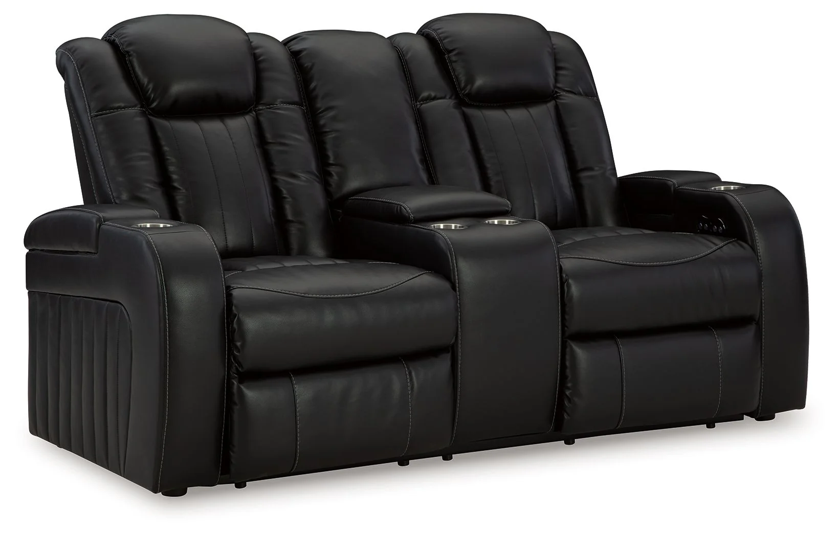 Caveman Den - Power Reclining Loveseat with Console/ Adj Hdrst - Midnight
