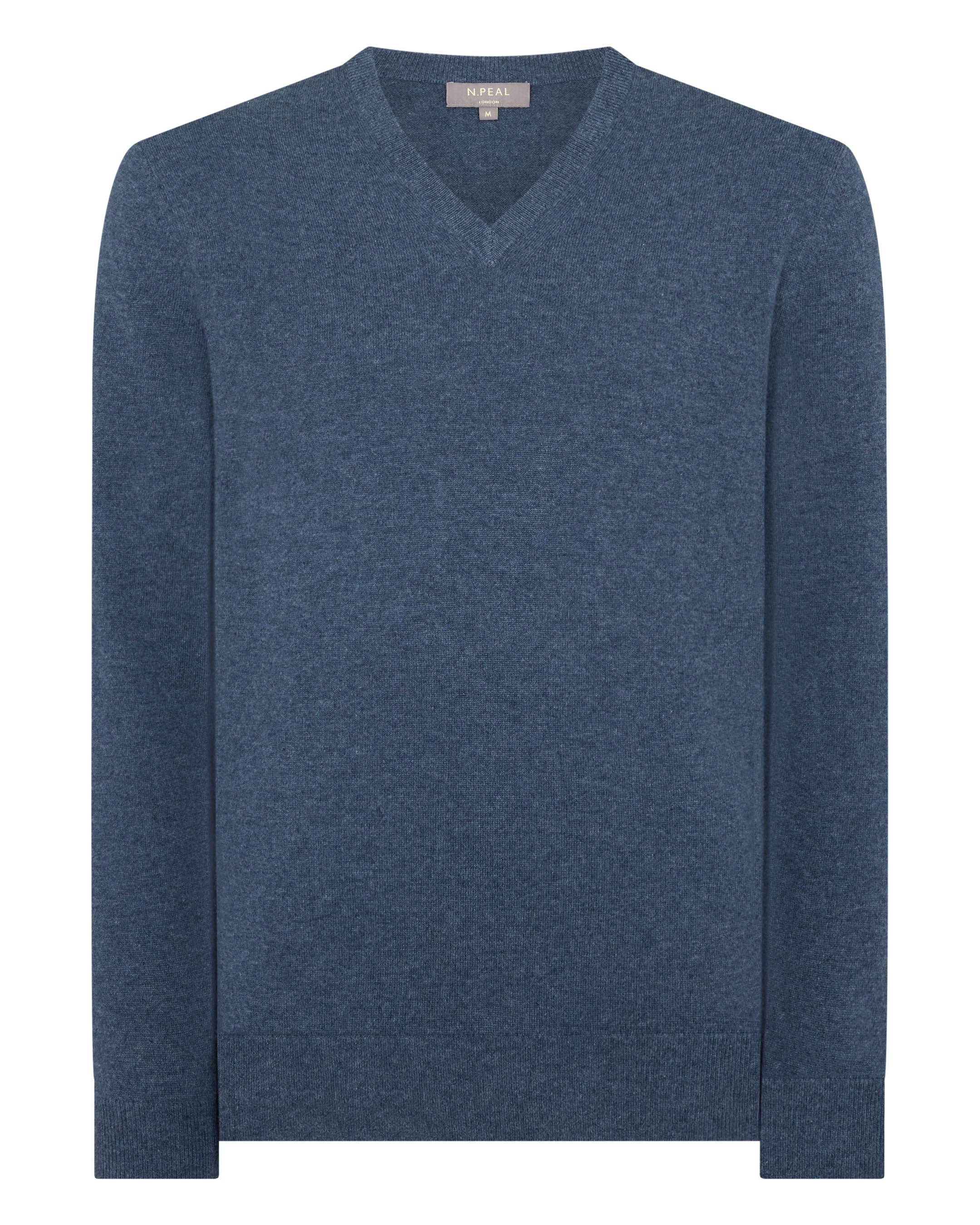 Men's Burlington V Neck Cashmere Sweater Light Denim Blue
