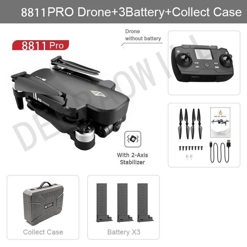 8811 Pro Drone - 6k HD Mechanical Gimbal Camera 2km Distance 5G Wifi Gps System Supports 32G TF Card Drones Professional Camera Drone