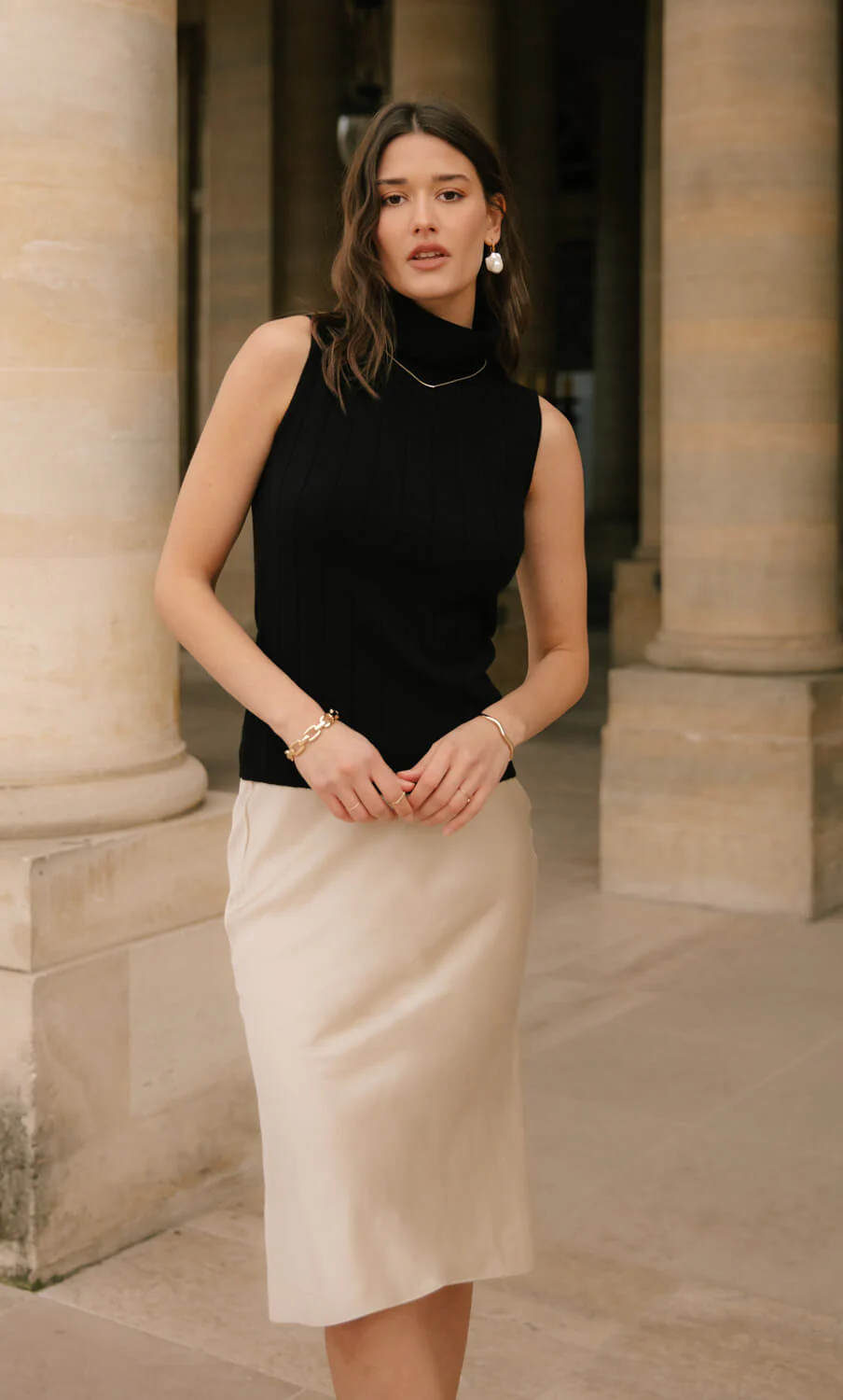 Andrea Cashmere Turtleneck Tank