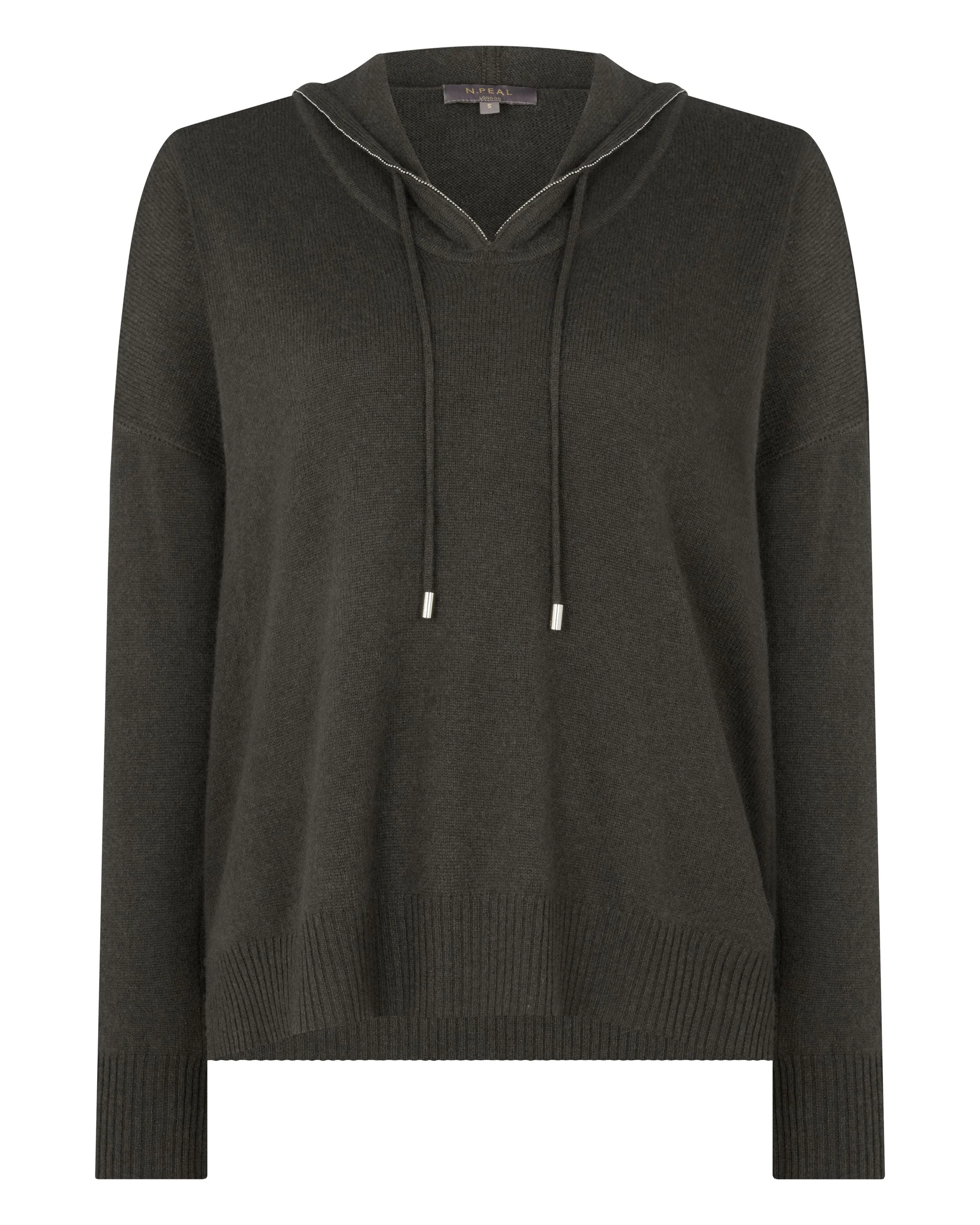 Women's Maya Metal Trim Cashmere Hoodie Arabica Khaki Green