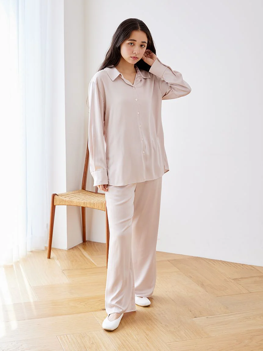 Long Sleeve Satin Sleepwear Blouse