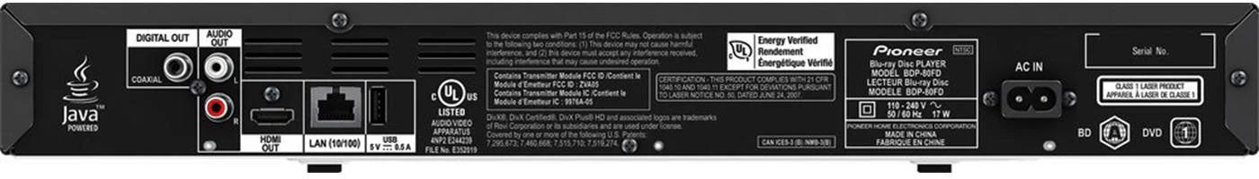 Pioneer BDP-80FD Elite Multi-Region Code Free DVD Blu-ray DVD Player