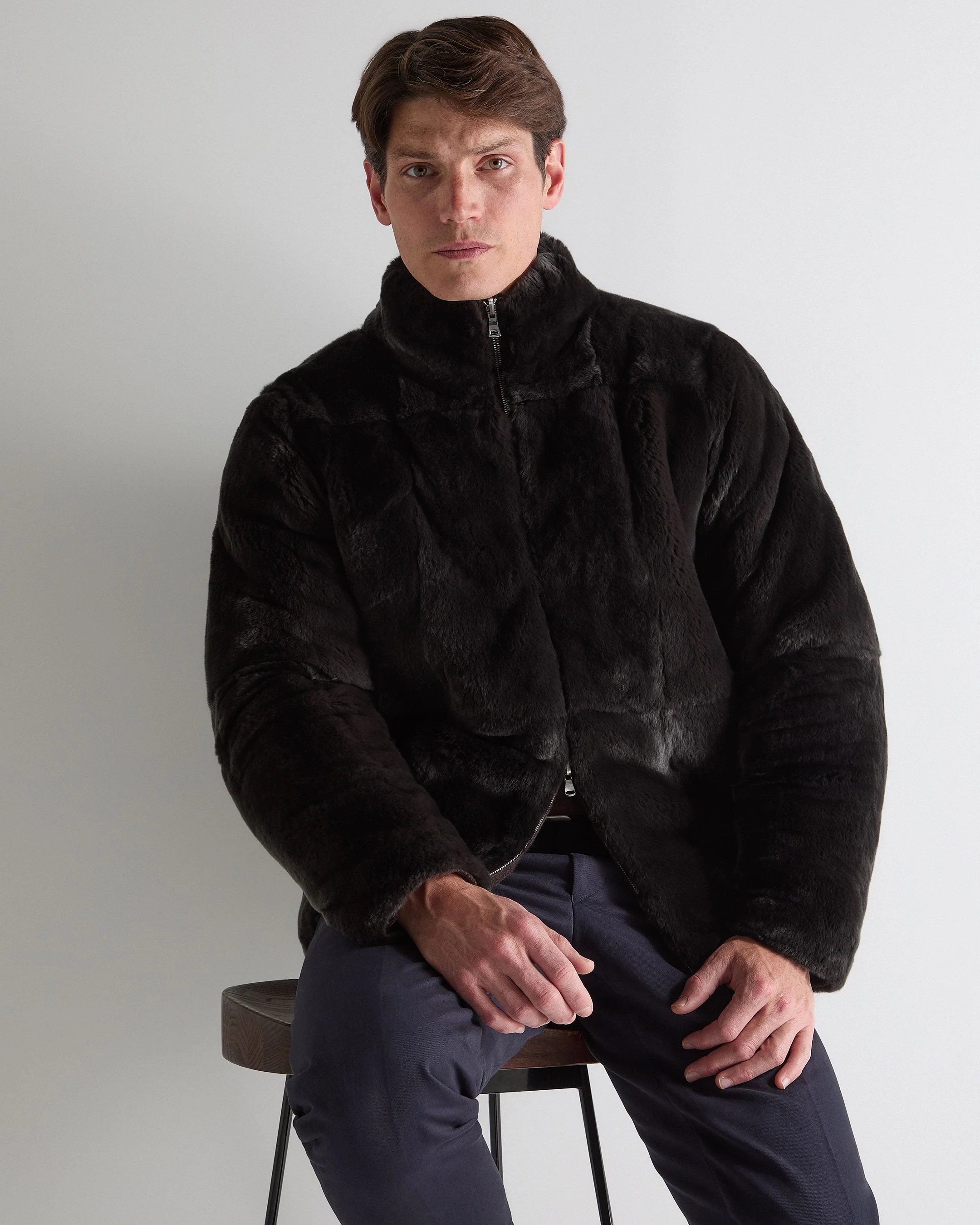 Men's Aspen Cashmere Cable Fur Cardigan Chocolate Brown