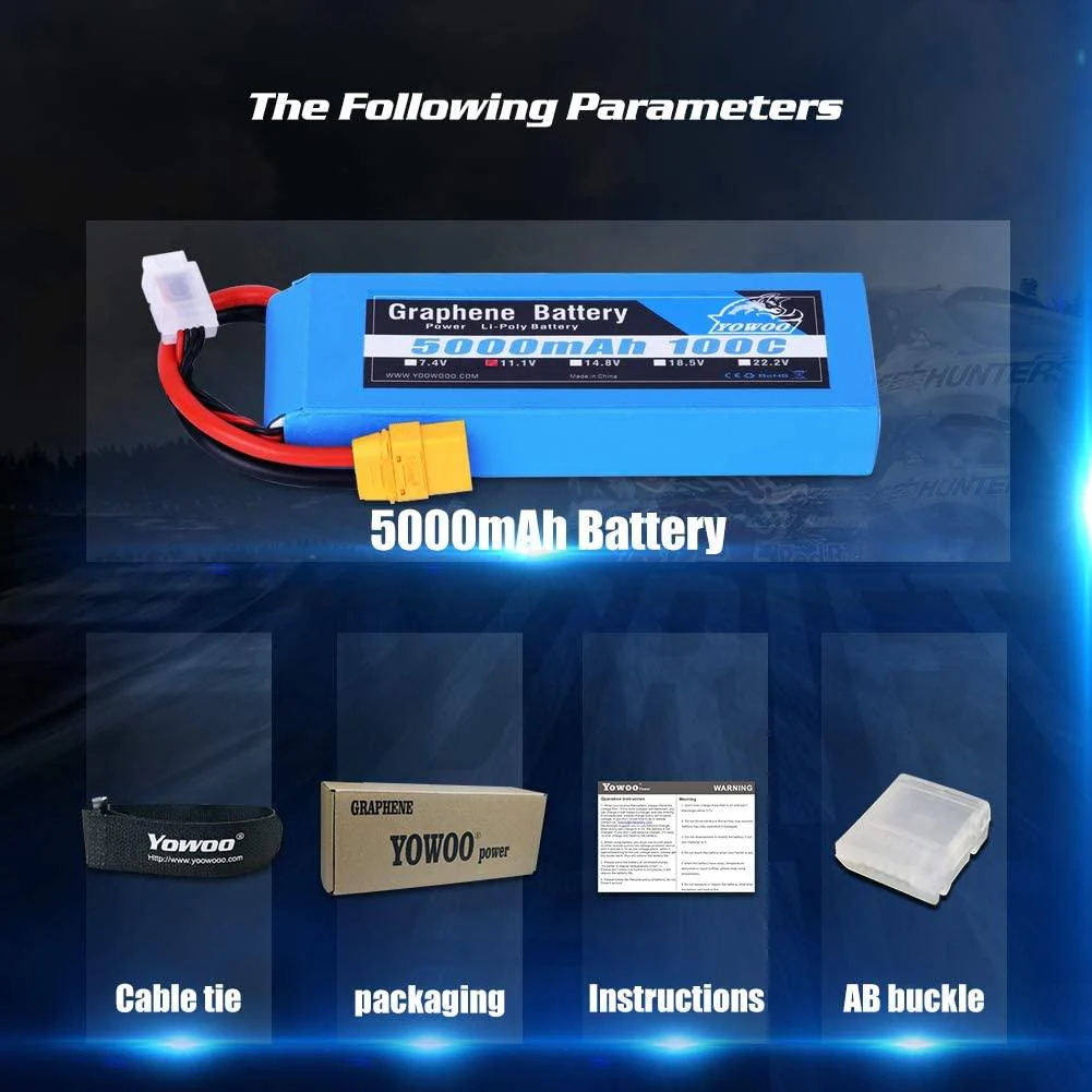 2PCS Yowoo Graphene Battery Lipo 3S 4S 6S 11.1V 14.8V 22.2V 2200mah 5000mah 6000mah 3000mah XT60 XT90 EC5 100C RC Drone FPV Helicopter Airplane Car Toys Parts