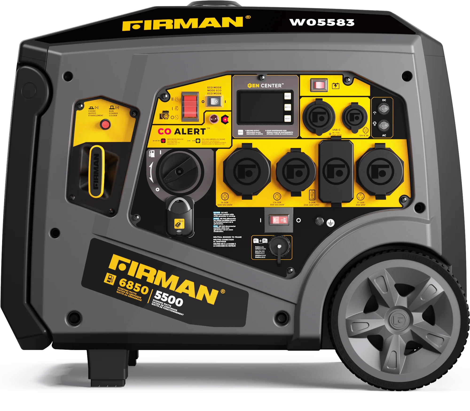 Gas Inverter Portable Generator 6850/5500 Watt Remote Start 120/240V CO Alert