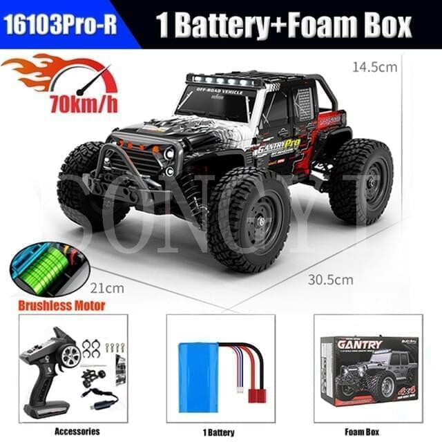 1:16 50KM/H Or 70KM/H 4WD RC Car LED Headlights 2.4G Waterproof Remote Control Cars High Speed Drift Monster Truck for Kids Toy