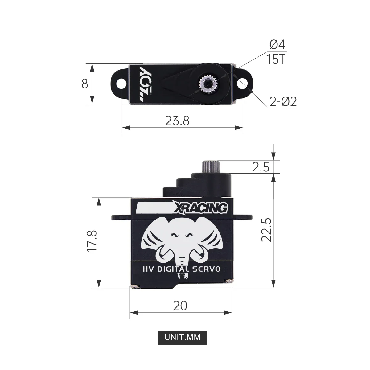 AGFRC Short Cable A06CLS V2 15T Spline MG 3.0KG 0.052Sec Programmable Coleress RC 7g Micro Servo for Mini Car GLR GLA MRZ Airplane