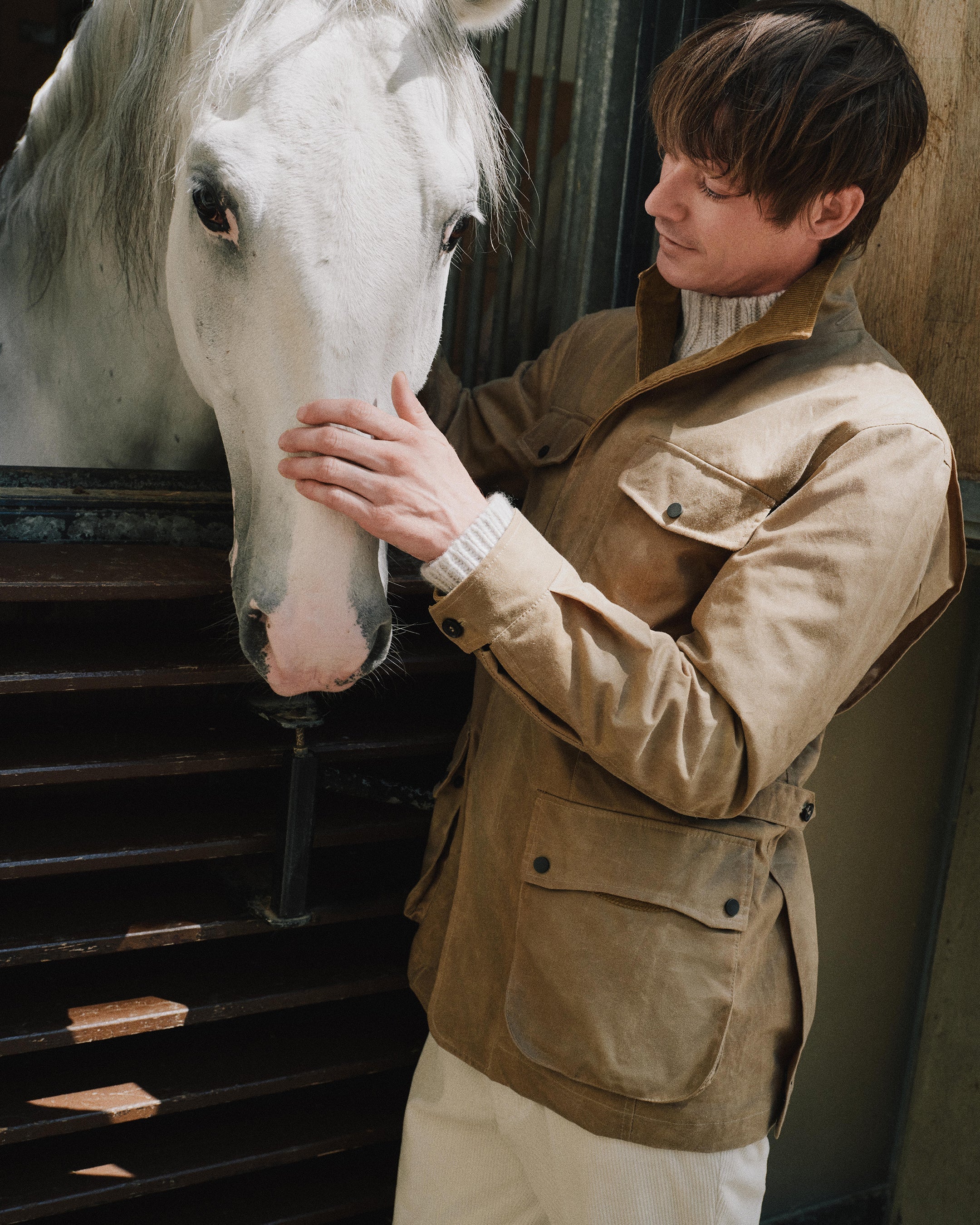 Men's Wax Jacket Taupe Brown