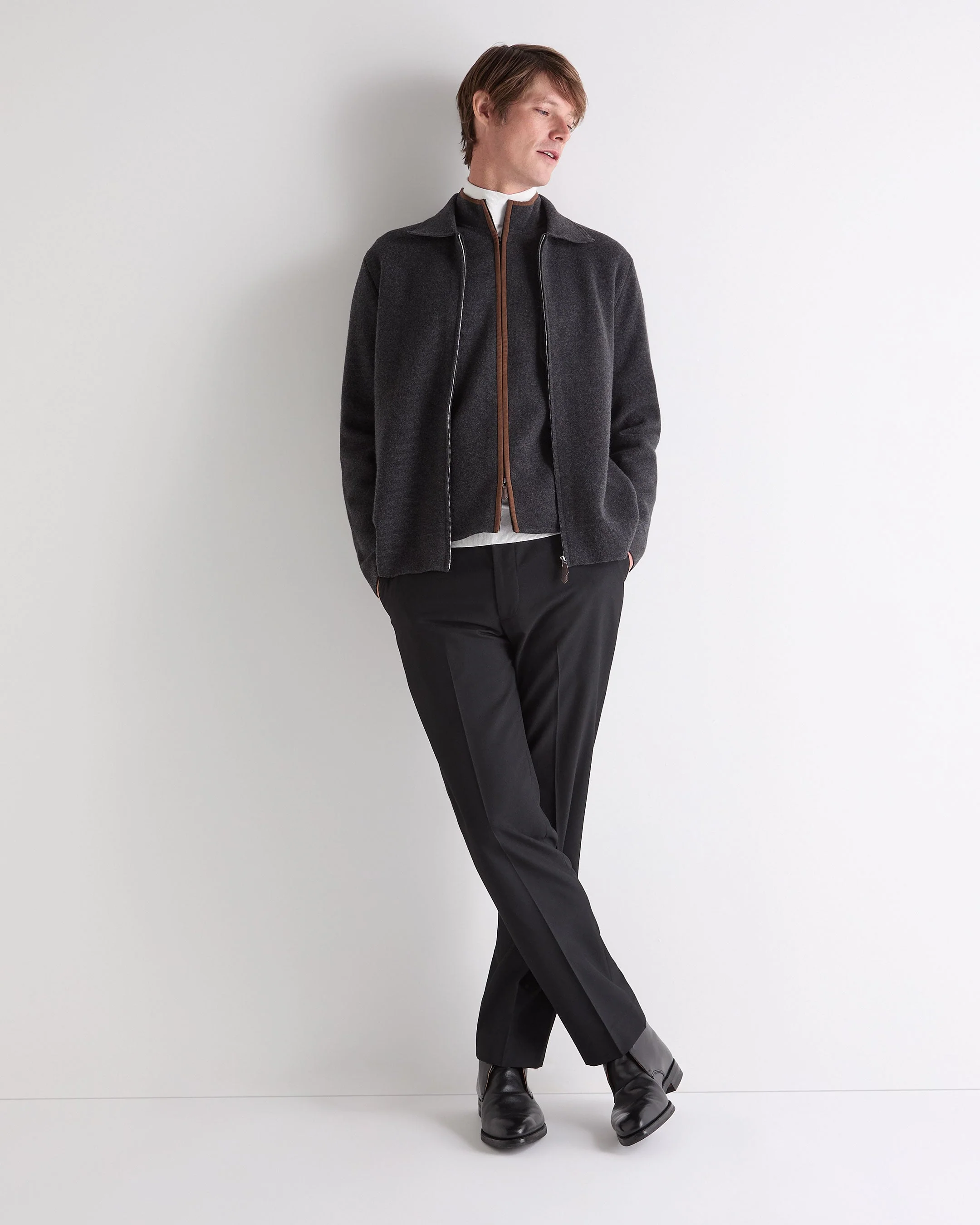 Men's Milano Cashmere Shirt Deep Charcoal Grey