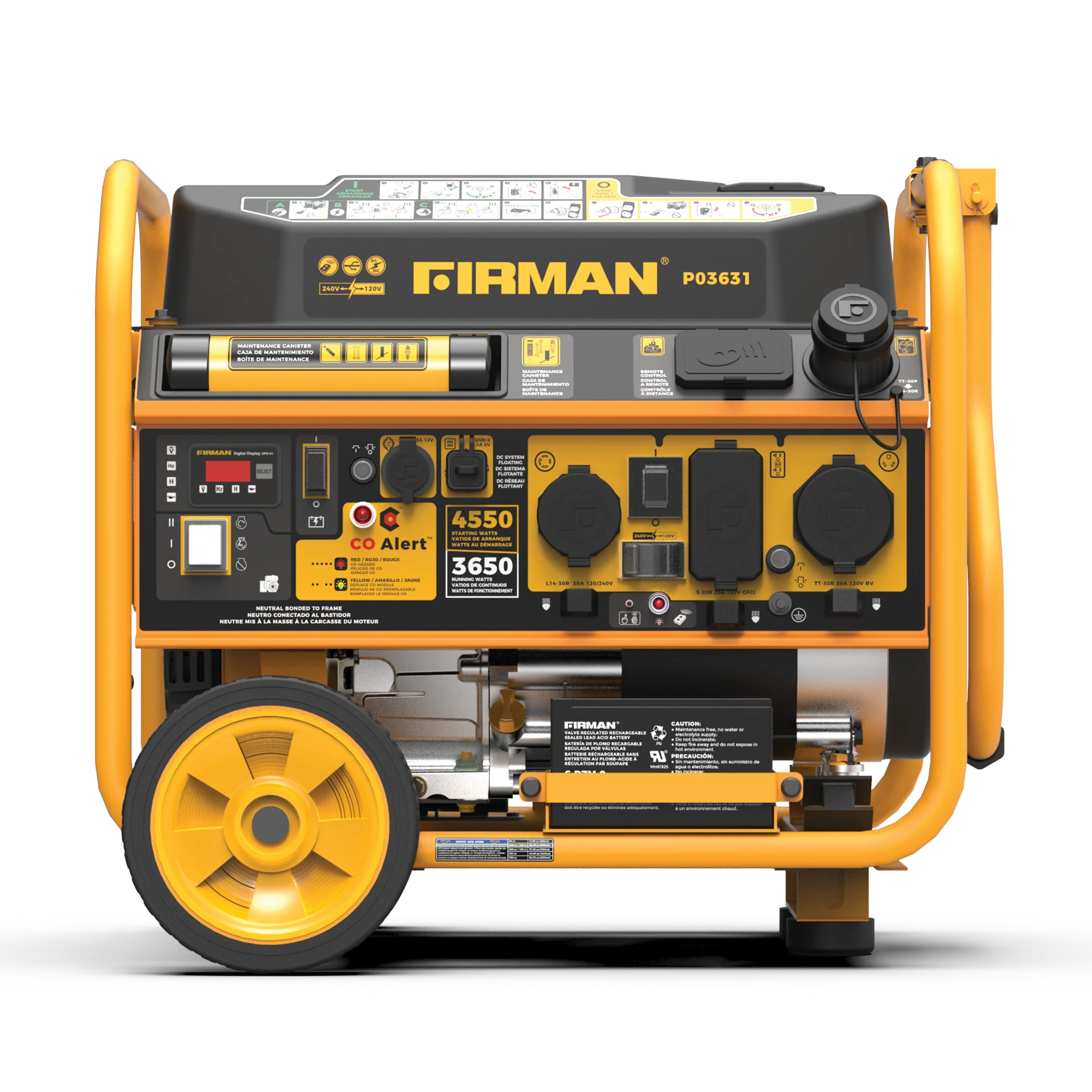 Gas Portable Generator 4550W Remote Start 120/240V with CO alert