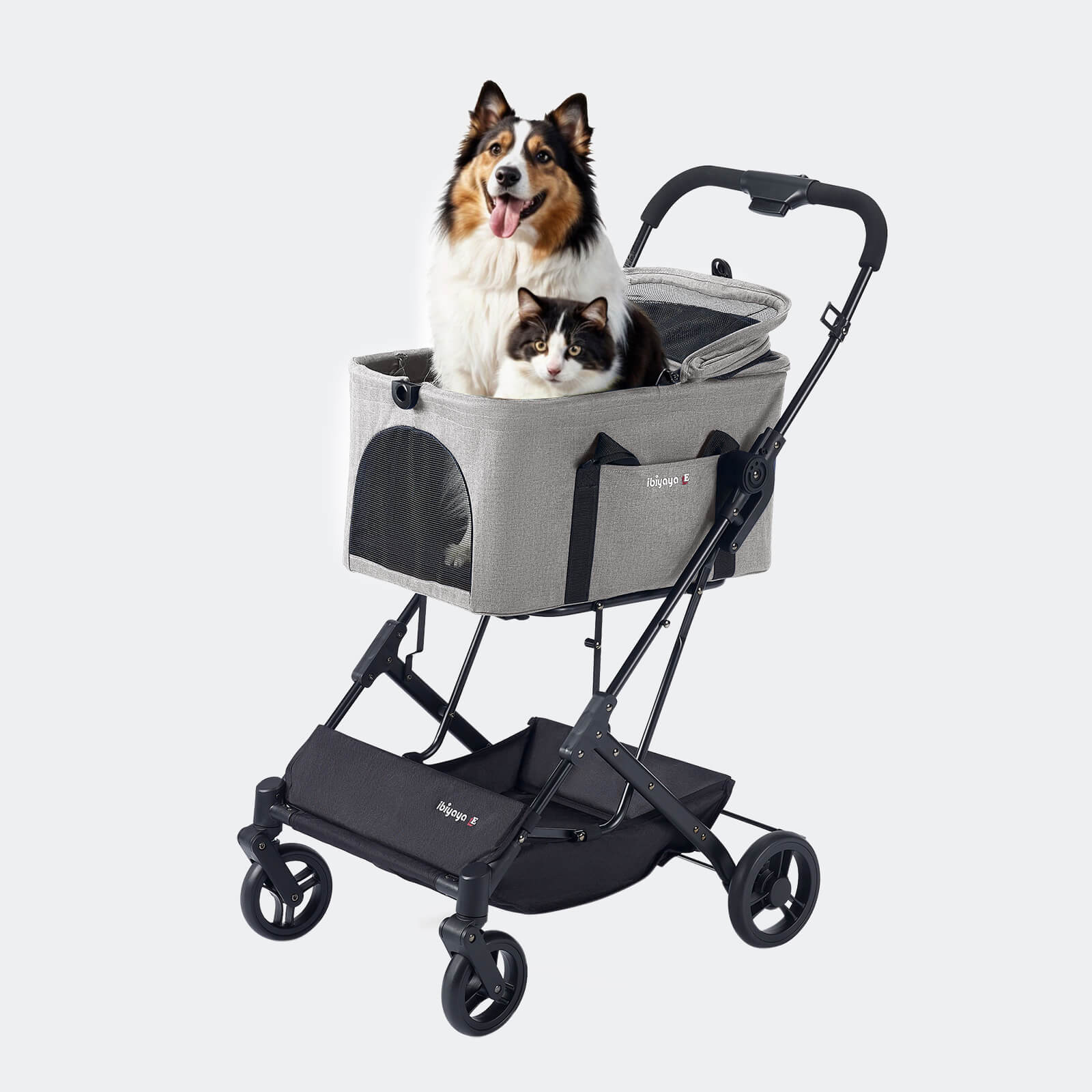 ibiyaya® Essential – Travois Tri-fold Pet Travel System XL, Pet Stroller with Detachable Carrier