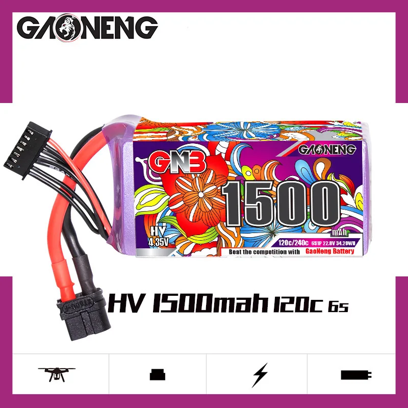 4Pcs GaoNeng GNB 6s HV 22.8v 1500mAh 120c/240c Lipo Battery For FPV Drone