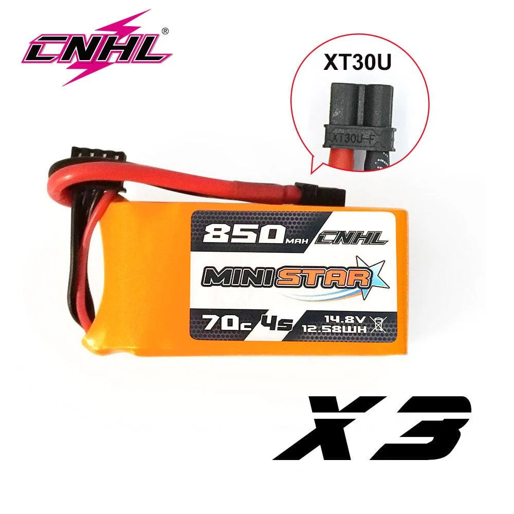 3PCS CNHL 4S 14.8V Lipo Battery 650mAh 850mAh 70C MiniStar With XT30 XT60 Plug For RC FPV Racing Drone Mini Quadcopter Airplane
