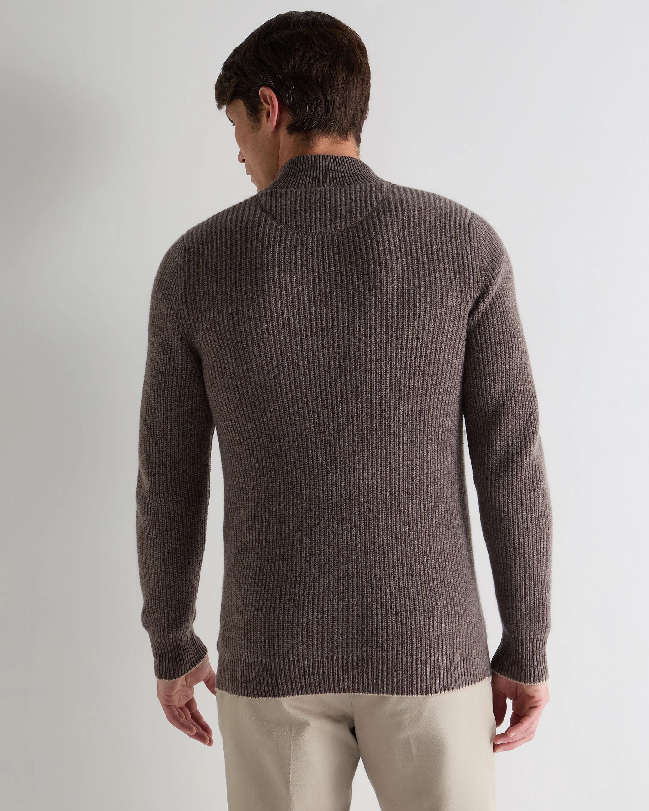 Men's Beauchamp Half Button Cashmere Sweater Otter Brown