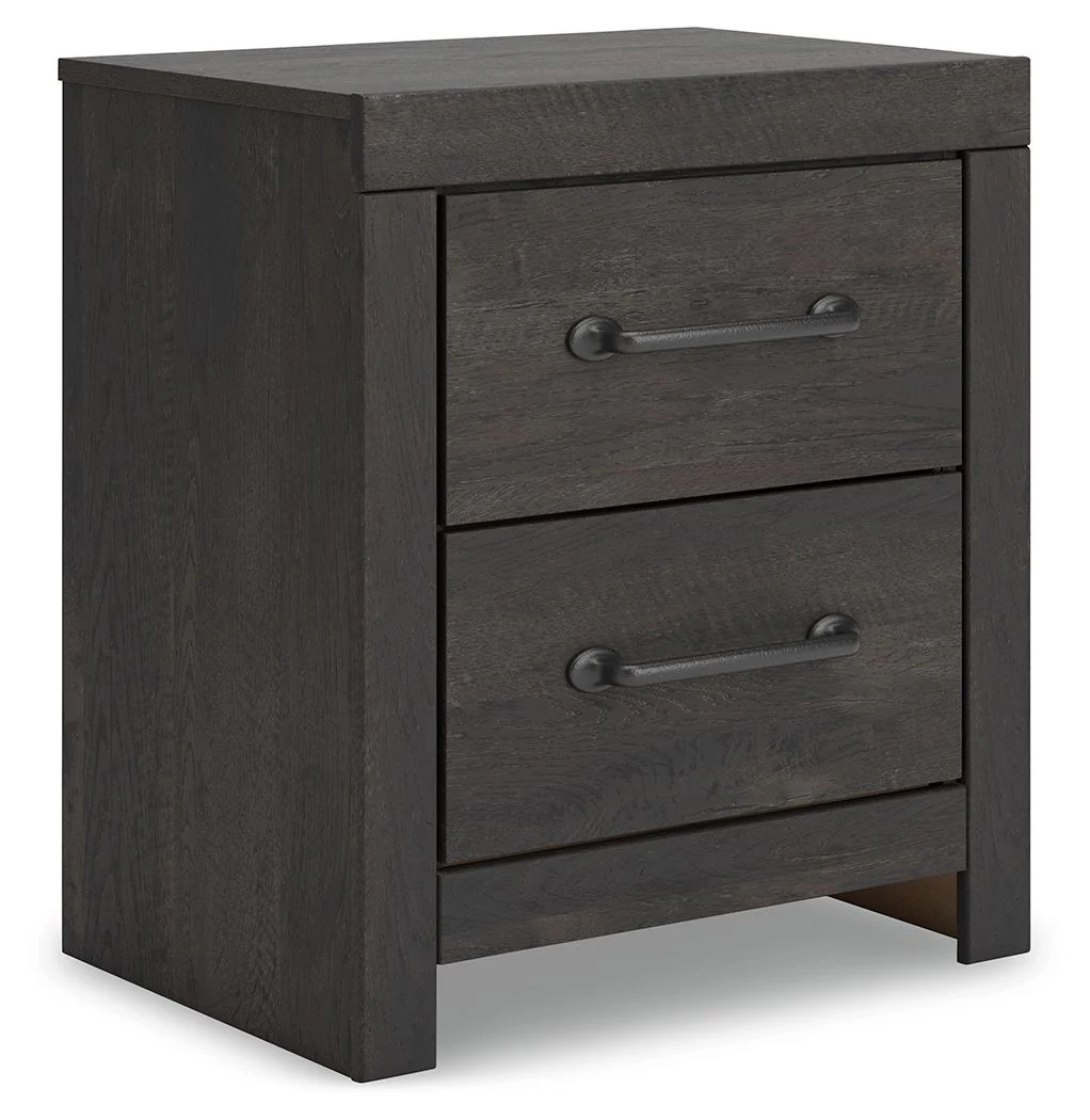 Hollivern - Two Drawer Night Stand - Dark Gray