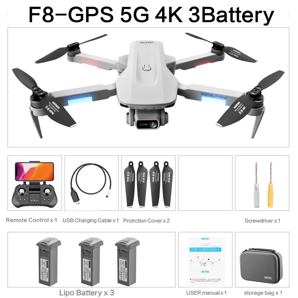 F8 GPS Drone - 2023 New Drone 6K HD Professional HD Camera GPS 5G WiFi FPV Drones Obstacle Avoidance Brushless Motor Quadcopter RC Helicopter Professional Camera Drone