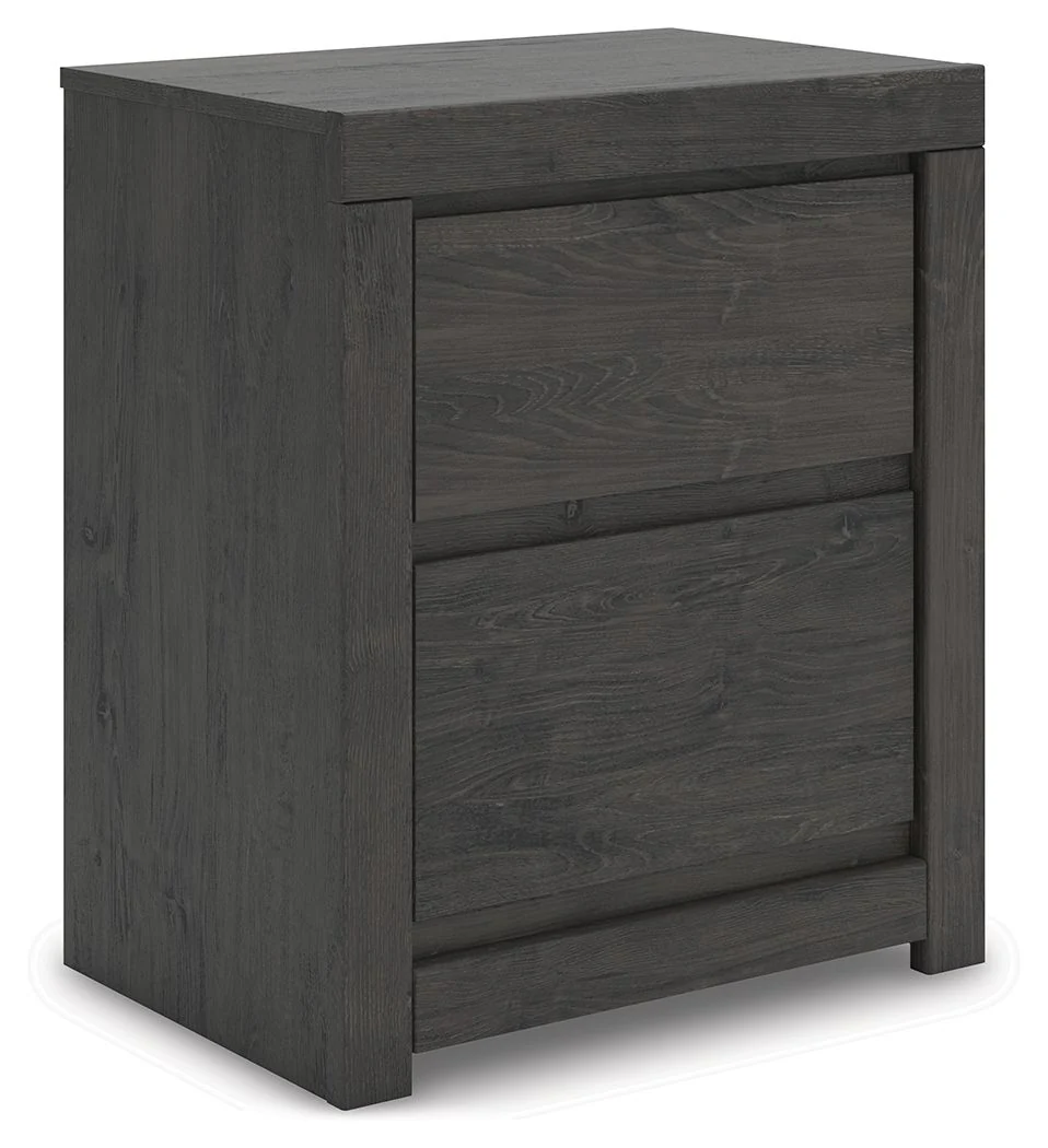 Fraluna - Two Drawer Night Stand - Charcoal