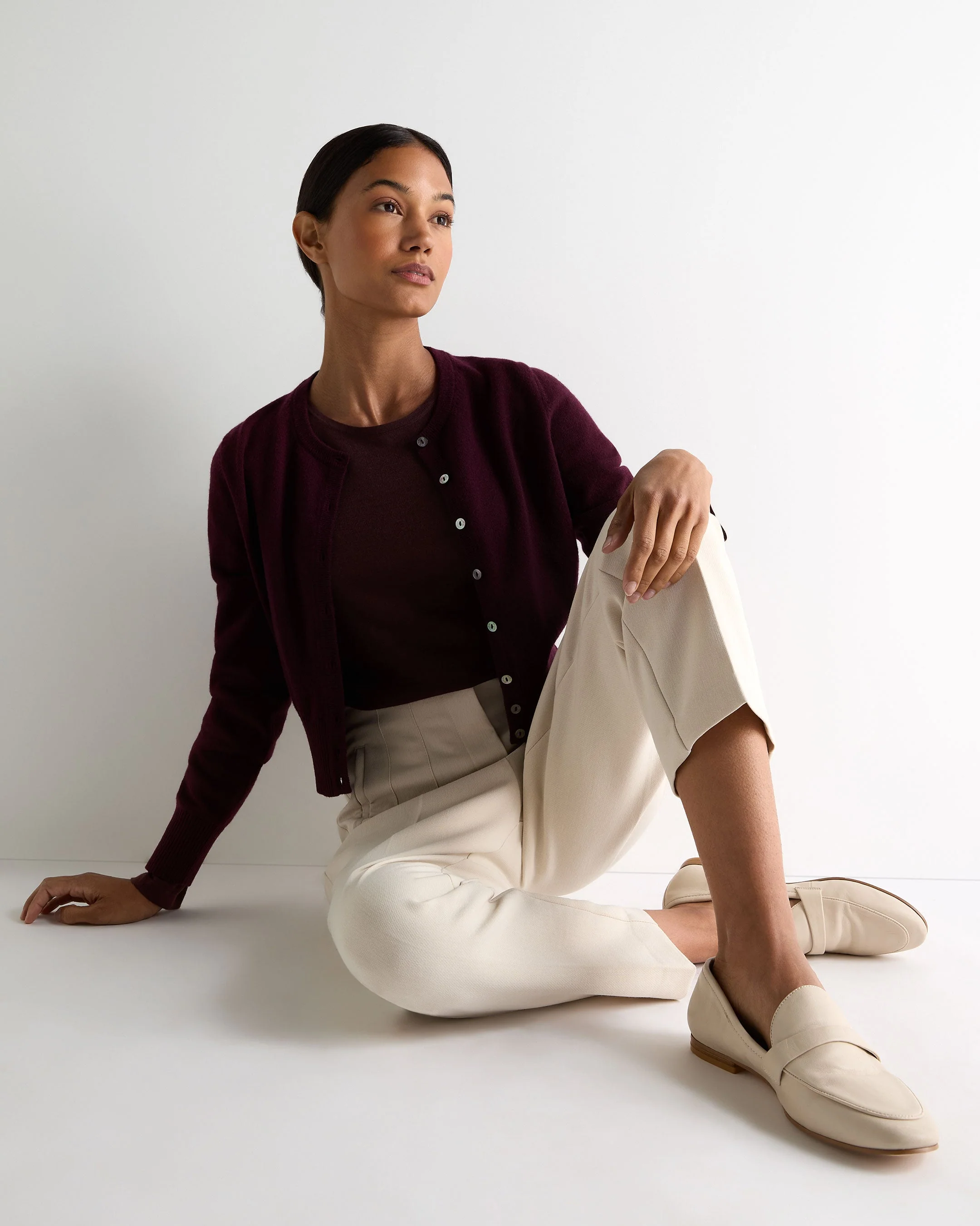 Women's Eden Superfine Cashmere Round Neck Top Claret Red