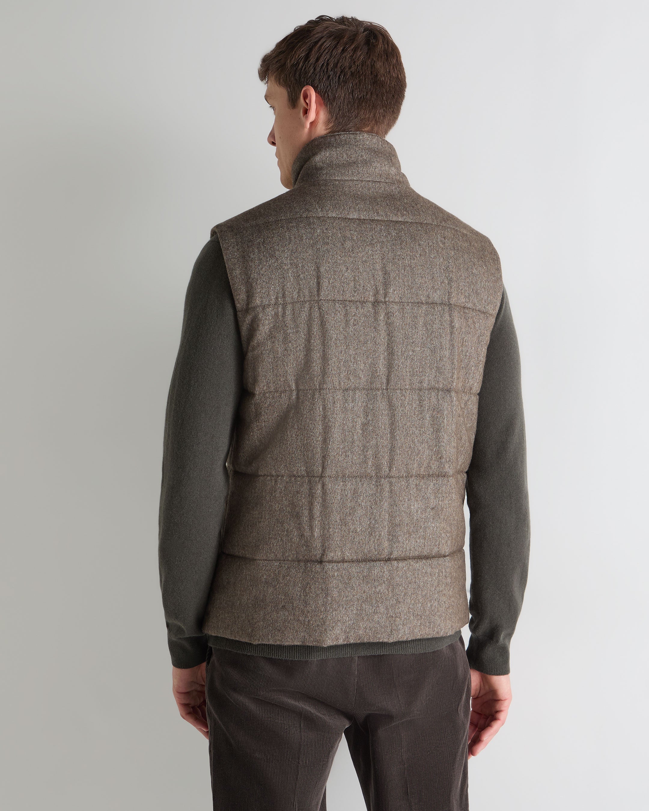 Men's Vancouver Herringbone Gilet Brown
