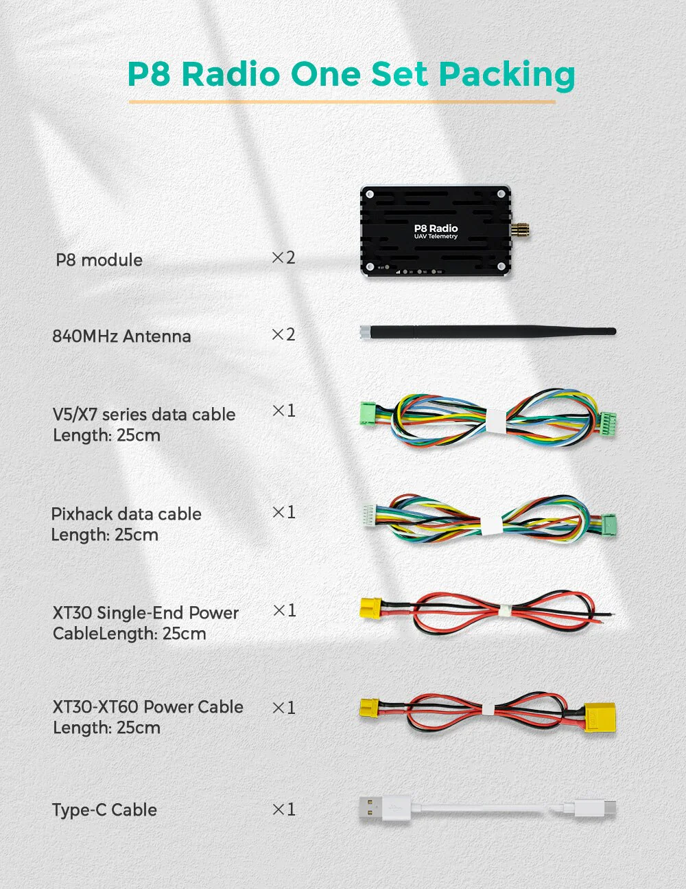 CUAV P8 Radio Telemetry - Ultra-Long Data 840-845Mhz Wireless For FPV Digital Transmission System Station