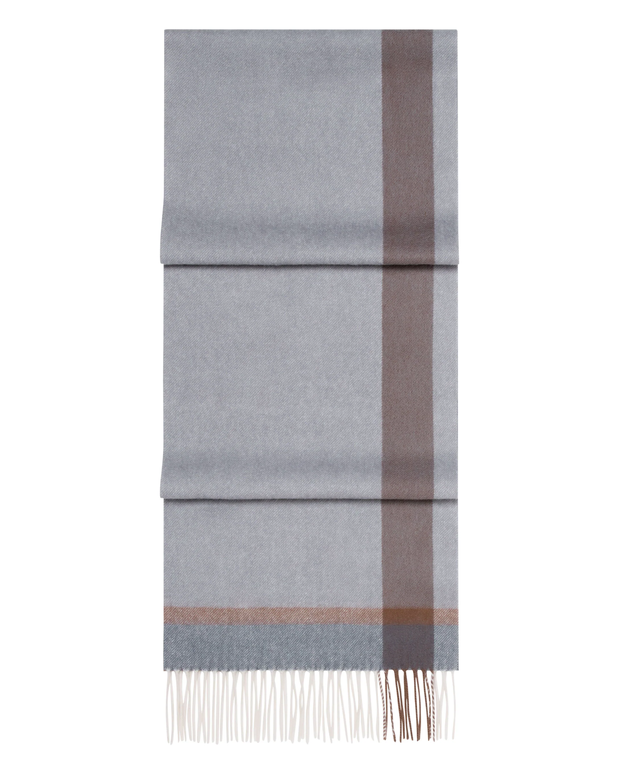 Unisex Cashmere Check Scarf Grey + Brown