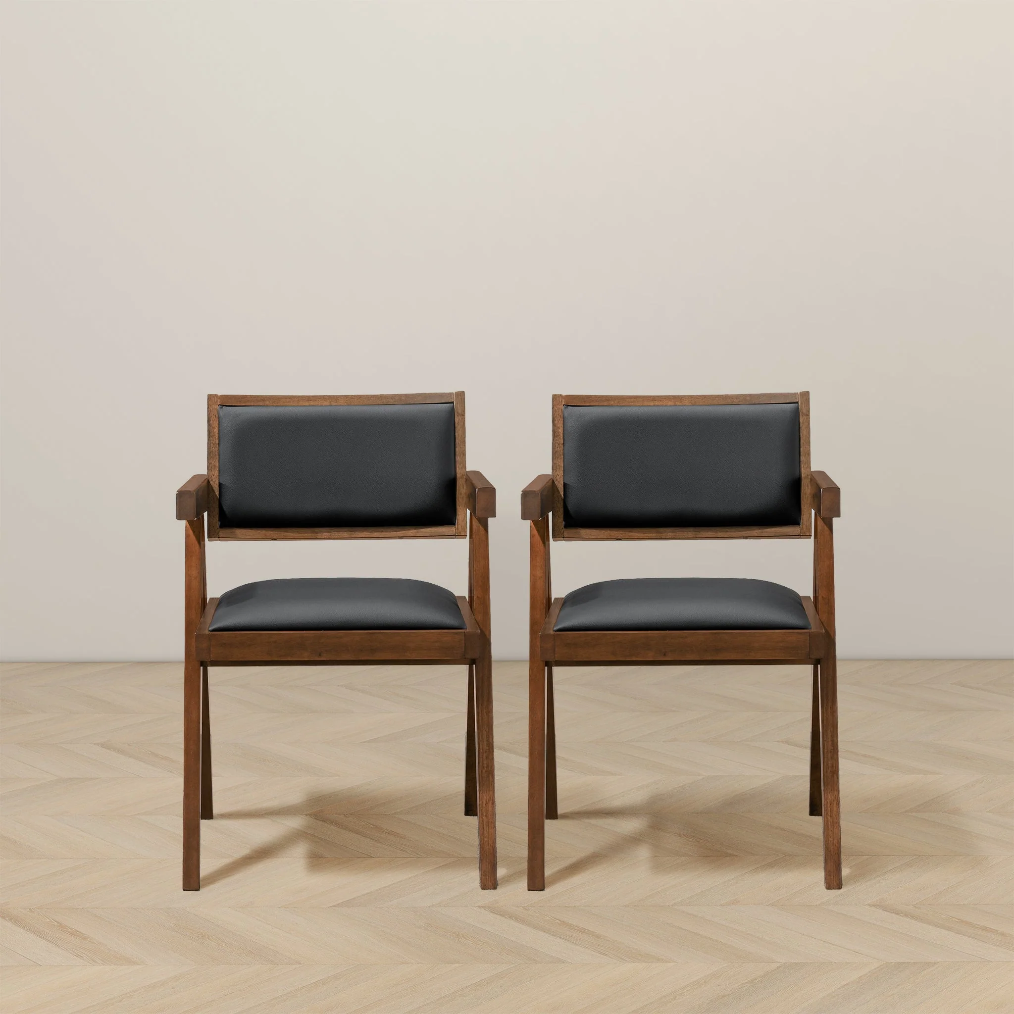 Athena Black Vegan Leather Dining Chair (Set Of 2)