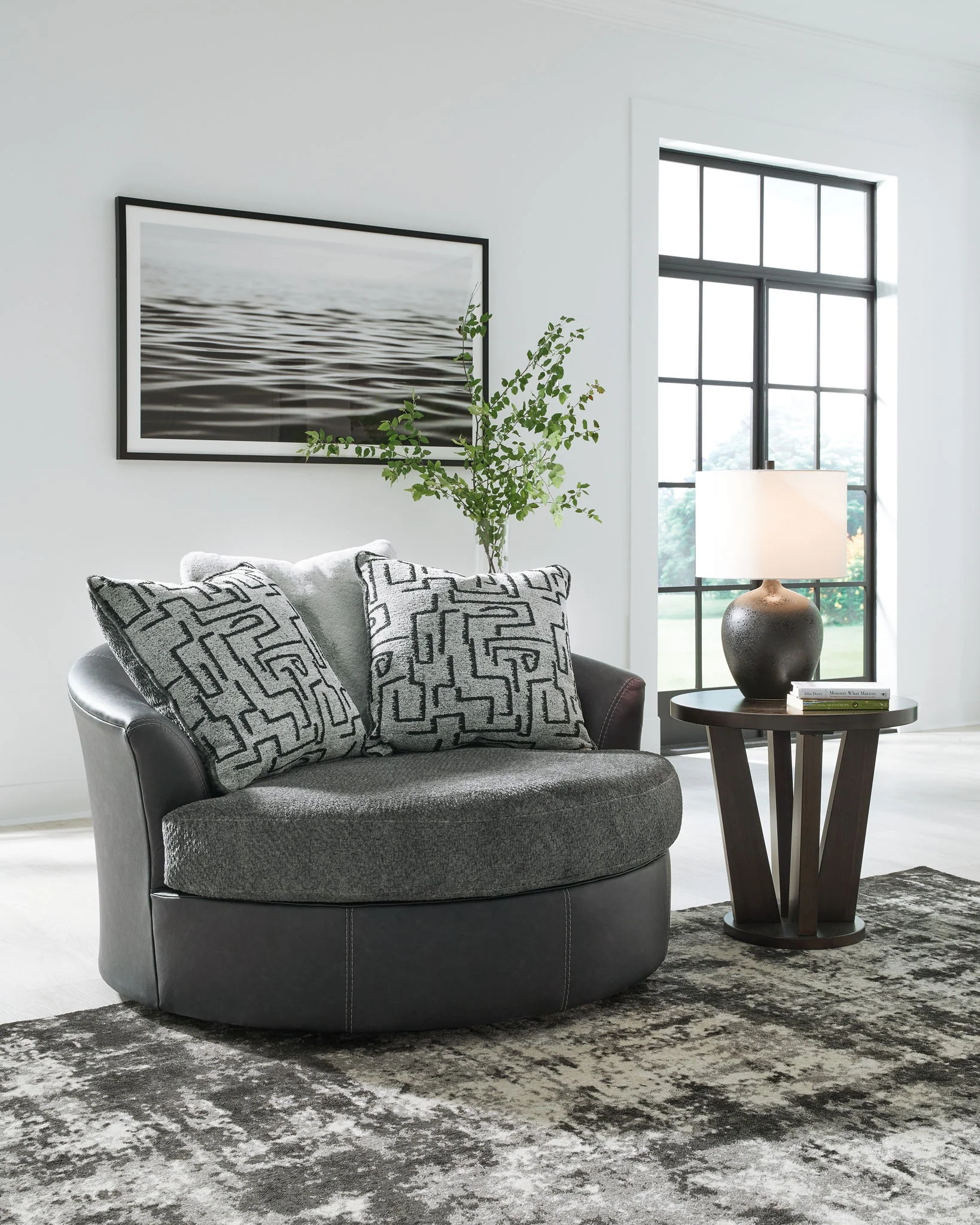 Brixley Pier - Oversized Swivel Accent Chair - Graphite