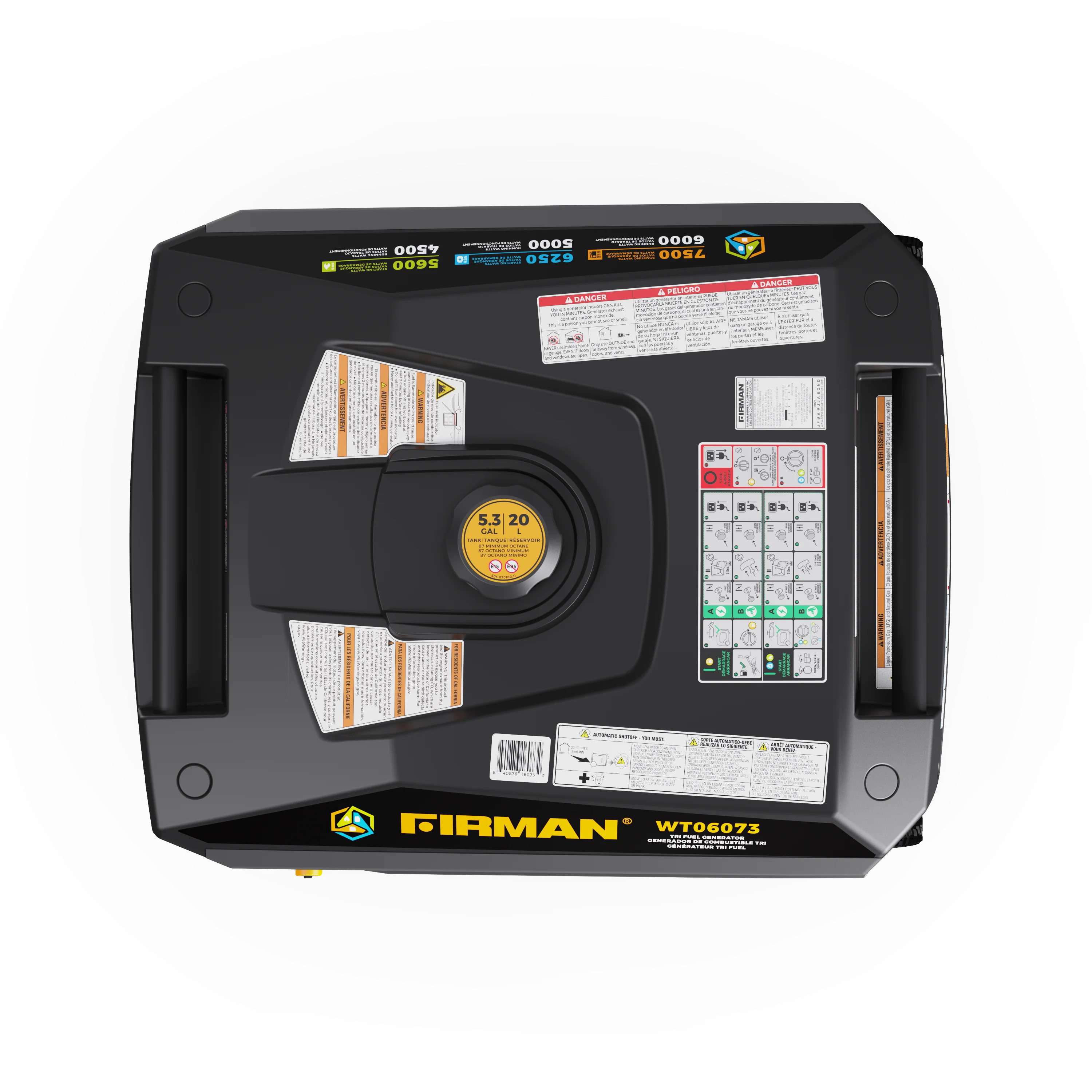 Tri Fuel Inverter Portable Generator 7500W Electric Start 120/240V Parallel Ready CO Alert