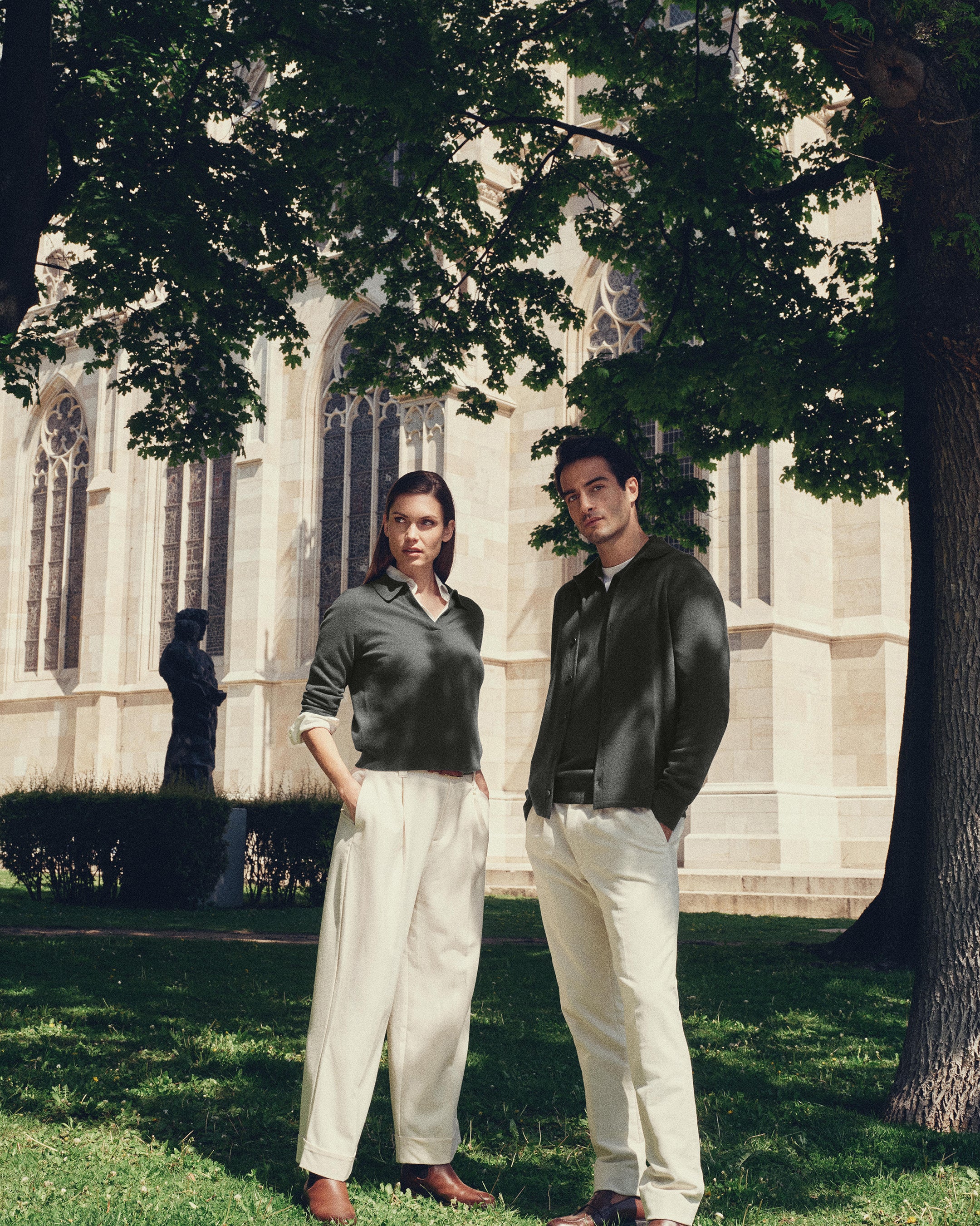 Women's Harriet Cashmere Polo Shirt Arabica Khaki Green