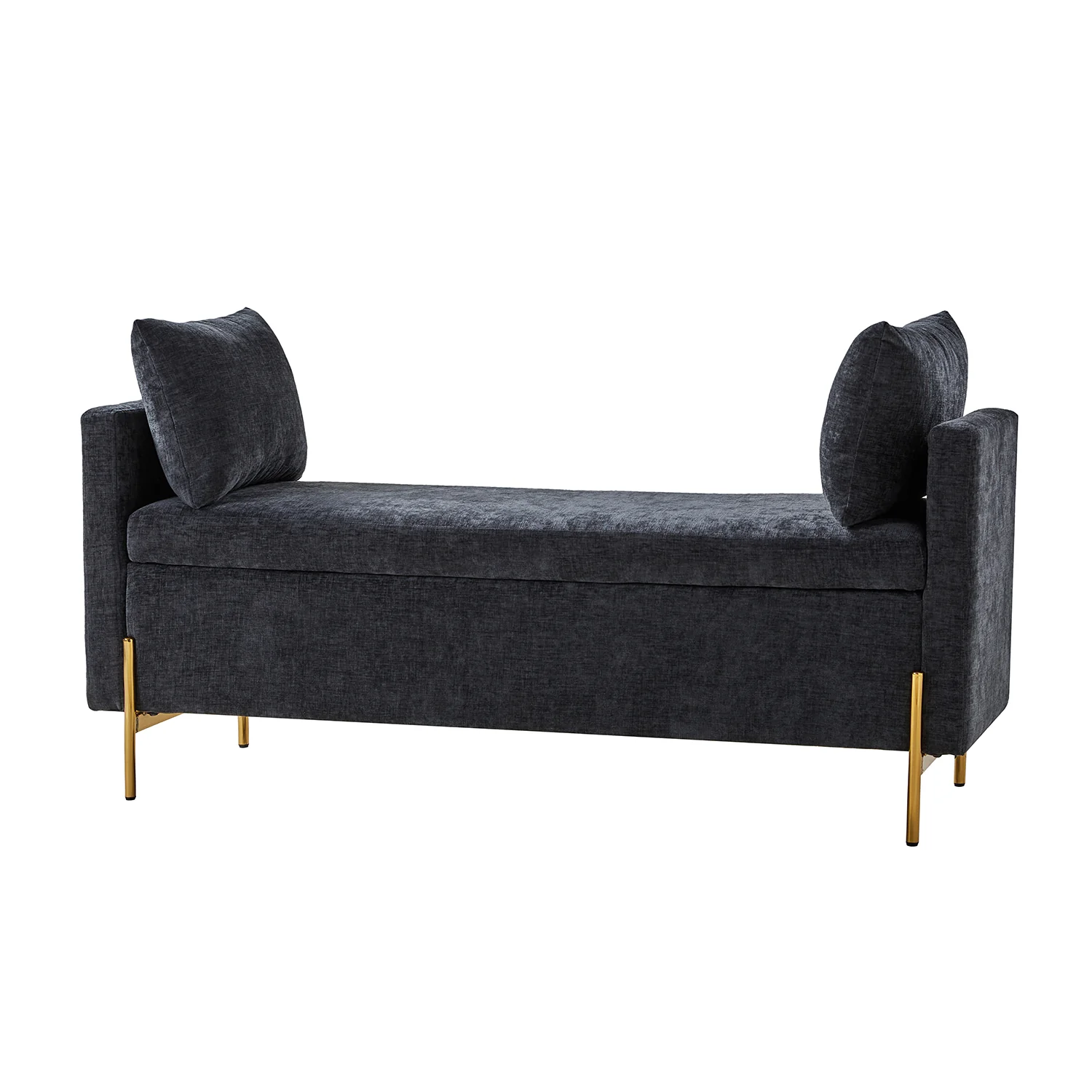 Arrigo Upholstered Flip Top Storage Bench in Black