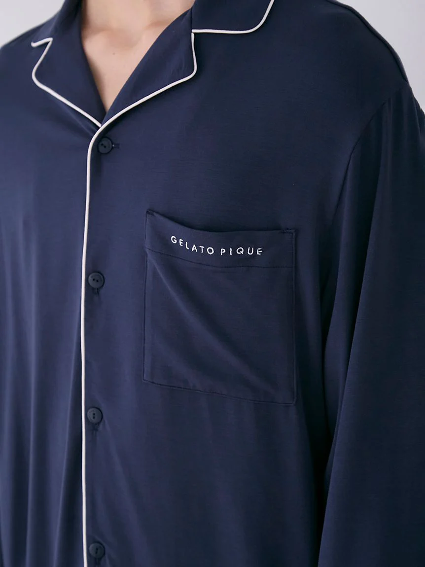 MEN's Rayon Long-Sleeve Sleep Shirt with Piping