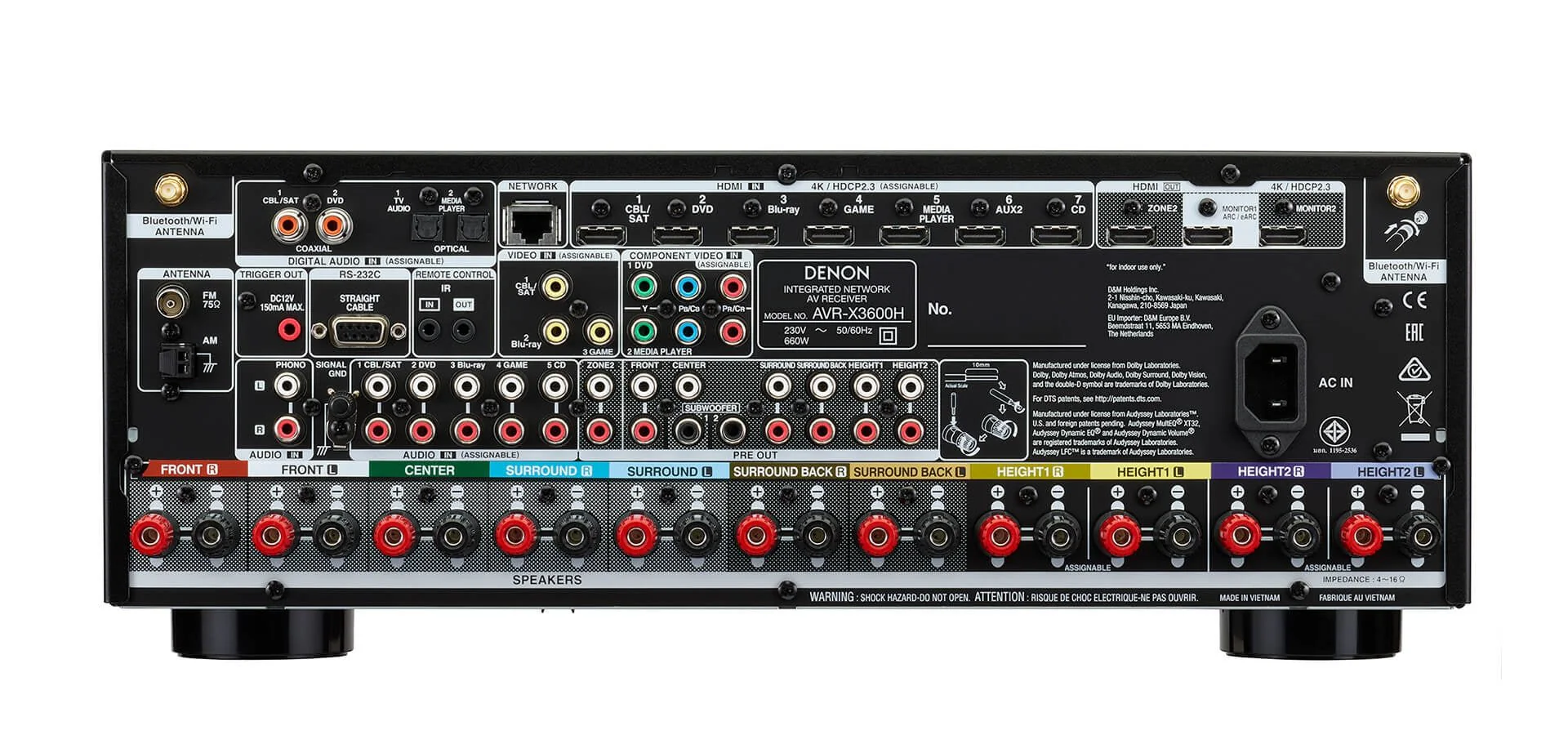 Denon AVR-X3600 220 volt 9.2 Channel 4K Ultra HD AV Receiver with 3D Audio and HEOS Built in 220 v 240 volts 50 hz 60 hz