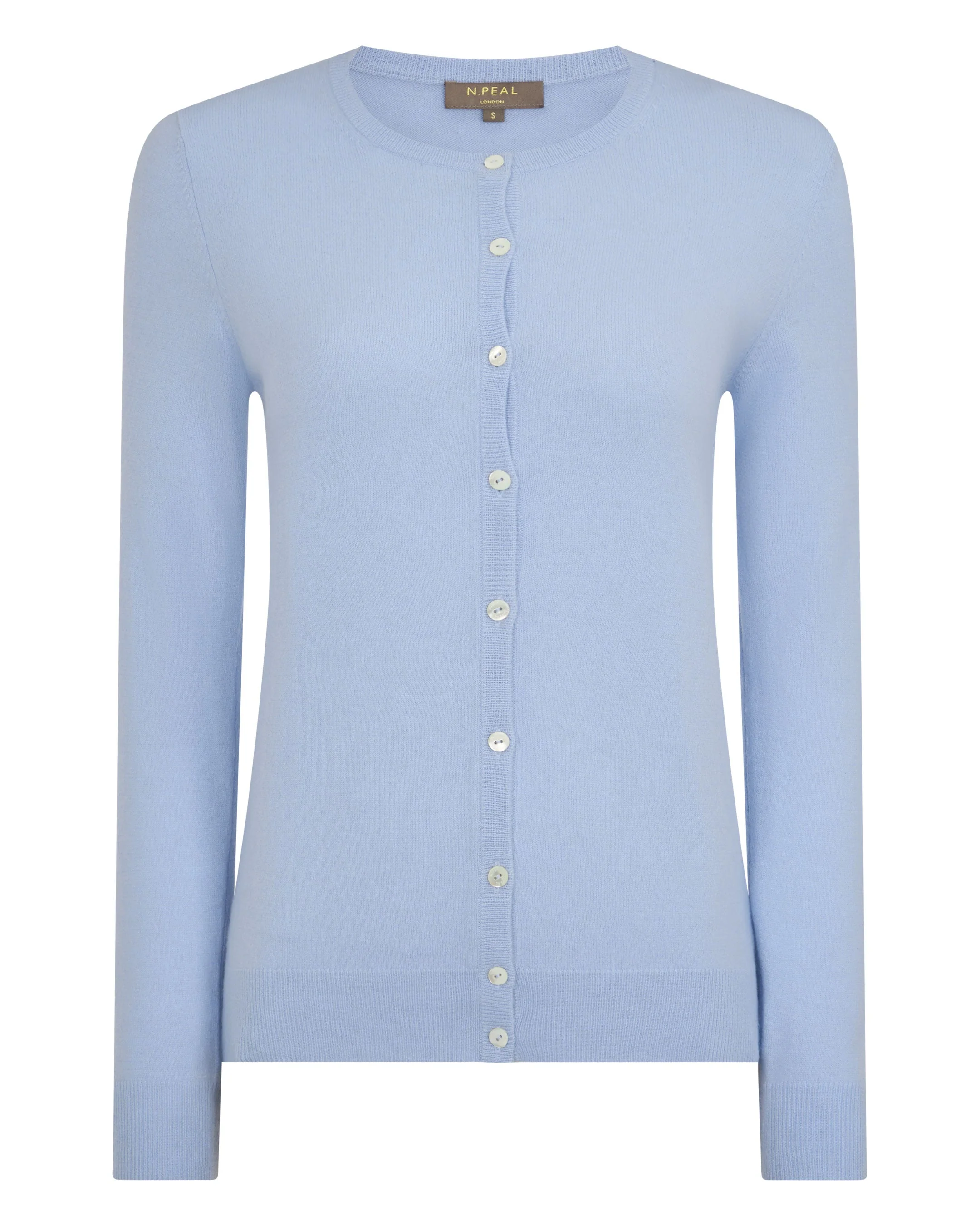 Women's Olivia Round Neck Cashmere Cardigan Sea Mist Blue