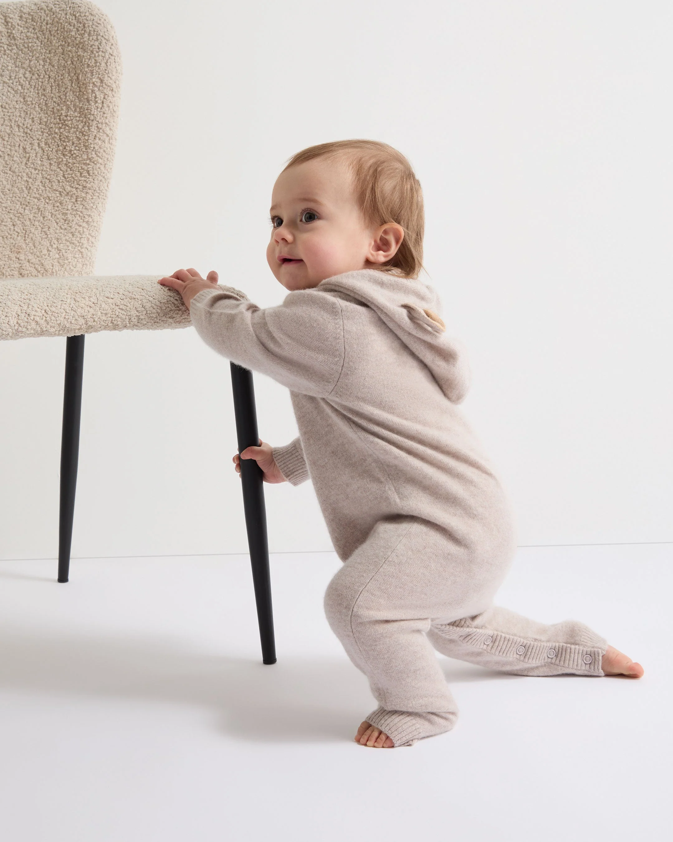 Bear Cashmere Sleepsuit Light Oatmeal Brown