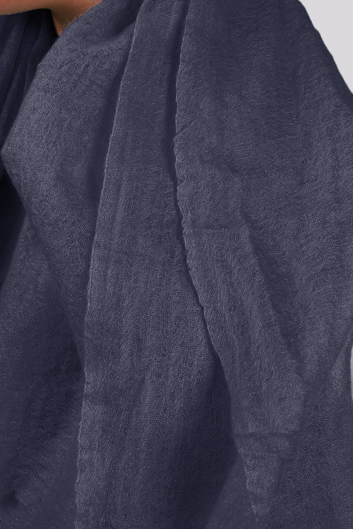 Handwoven Pure Cashmere Scarf Shawl in Greyish Blue