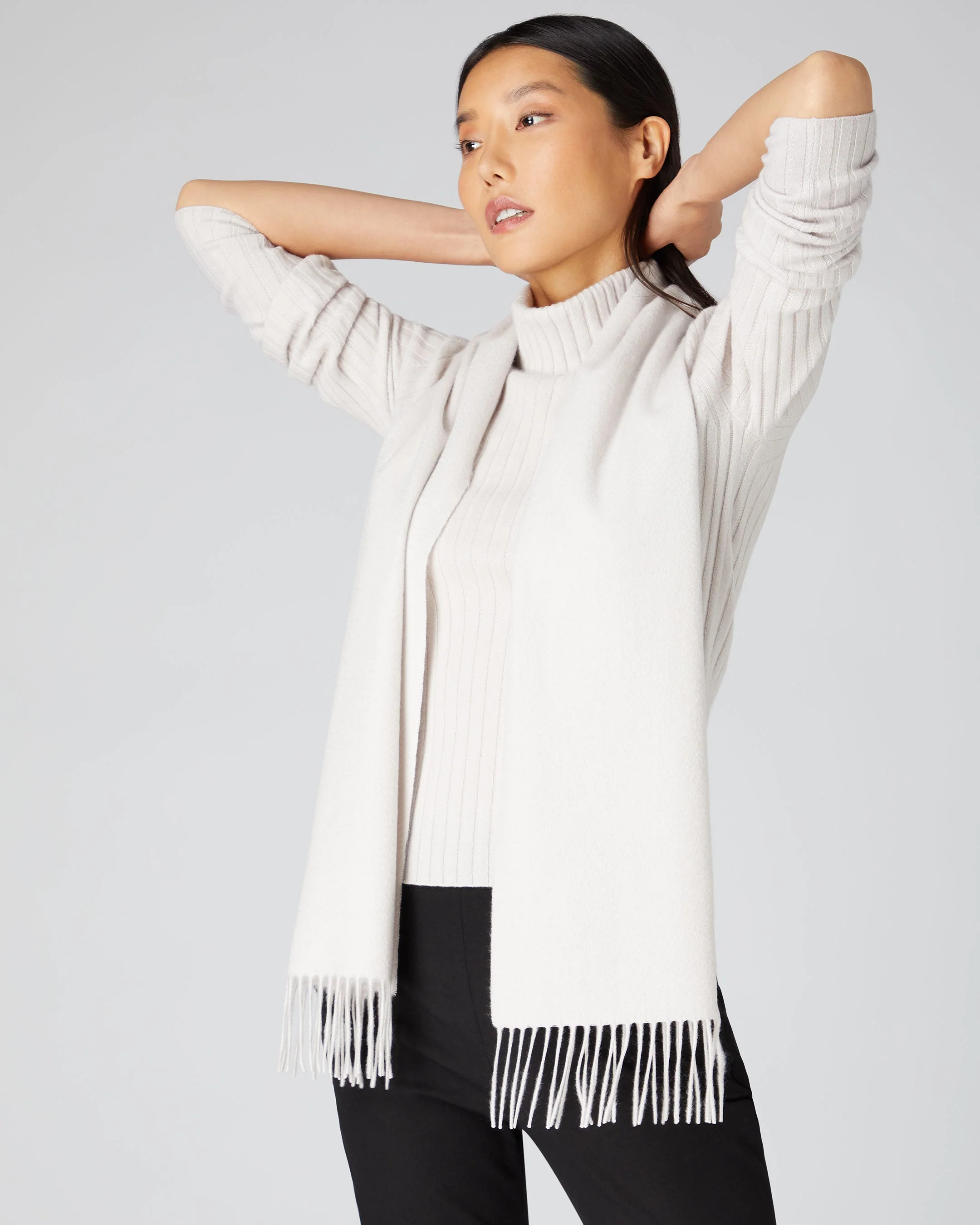 Unisex Woven Cashmere Scarf Snow Grey