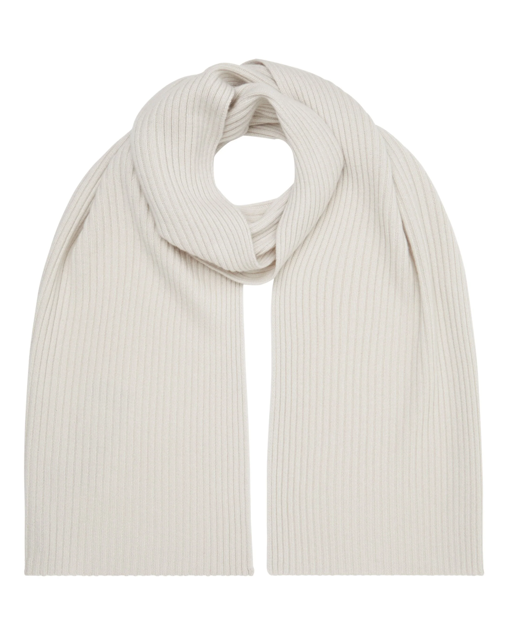 Unisex Short Ribbed Cashmere Scarf Snow Grey