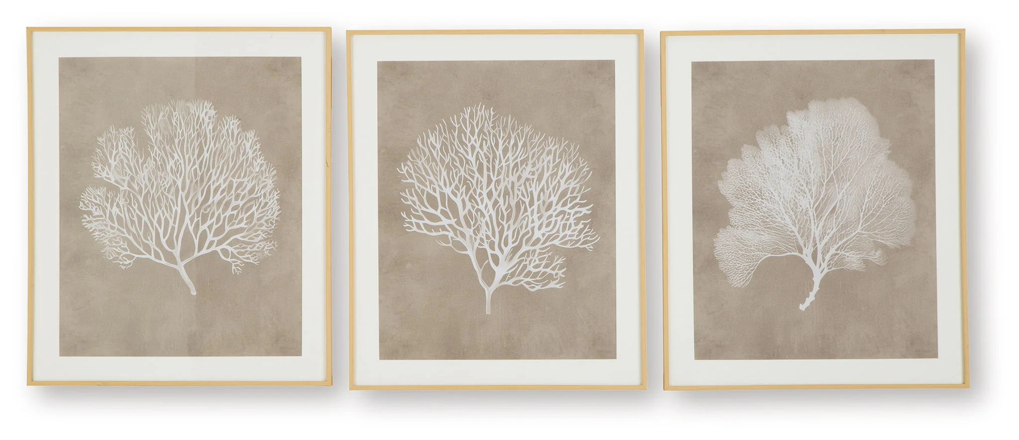 Hendridge - Wall Art Set (Set of 3) - Taupe / White