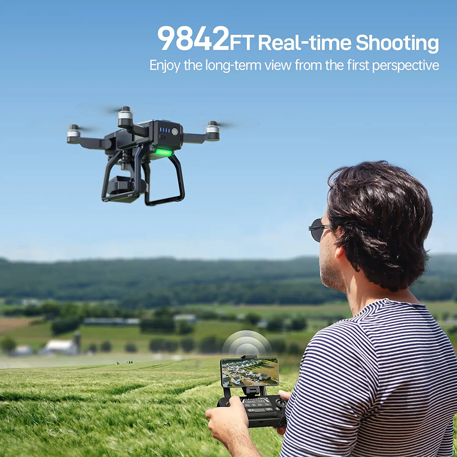 Bwine F7 Drone - with Camera for Adults 4K, 9800ft Video Transmission, Camera Drone with 3-Axis Gimbal, GPS Auto Return, Follow Me, Waypoints, Level 6 Wind Resistance, 2 Batteries for 50 Min Flight Time Professional Camera Drone