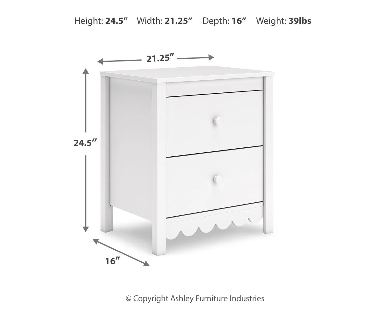 Hallityn - Two Drawer Night Stand - White