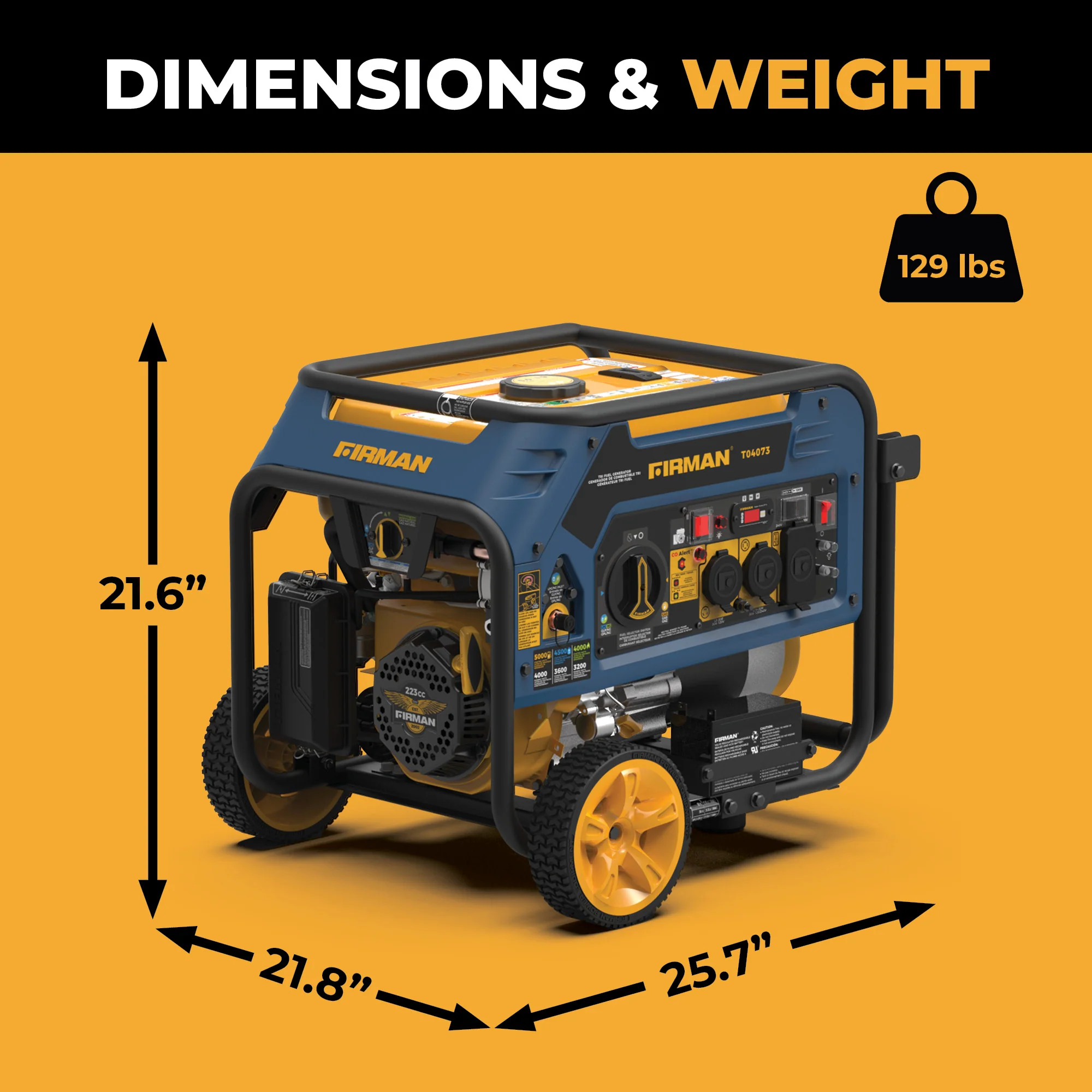 Tri Fuel Portable Generator 4000W Electric Start 120/240V with CO ALERT