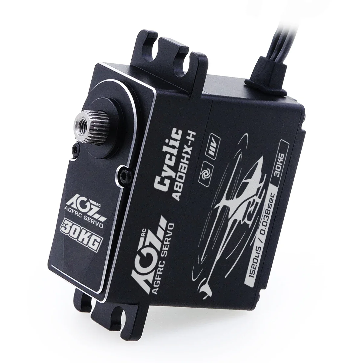 AGFRC A80BHX-H - 30KG 0.038Sec 25T Aluminum Case  High Torque HV Brushless Cyclic Servo For 570-800 Class Helicopter Swash Plate