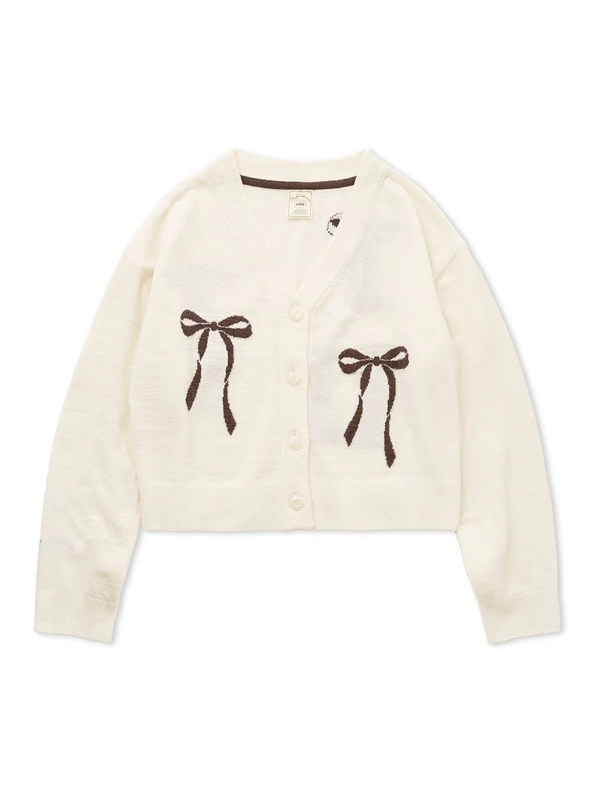 Ribbon Jacquard Cropped Cardigan