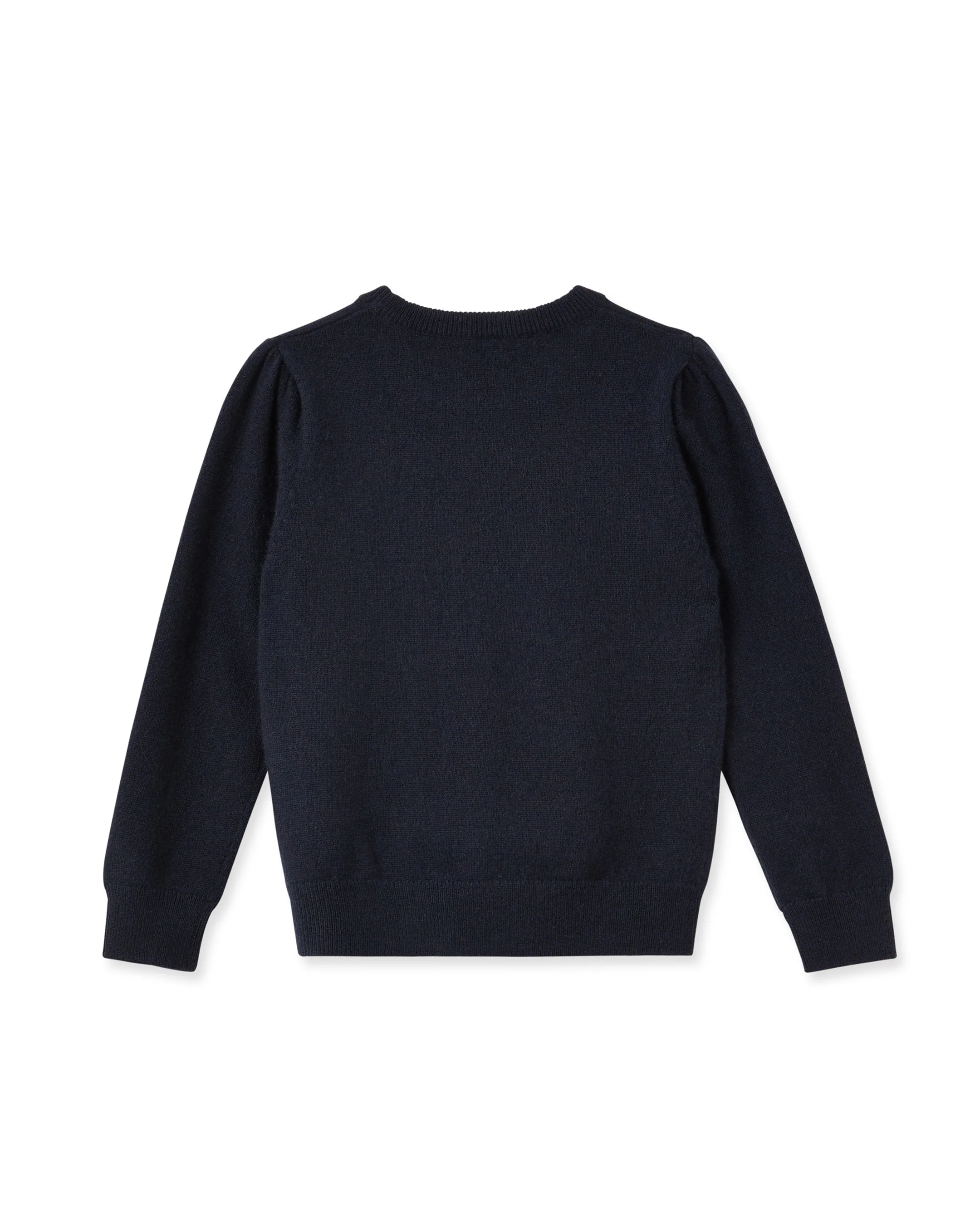Girls Round Neck Cashmere Sweater Navy Blue