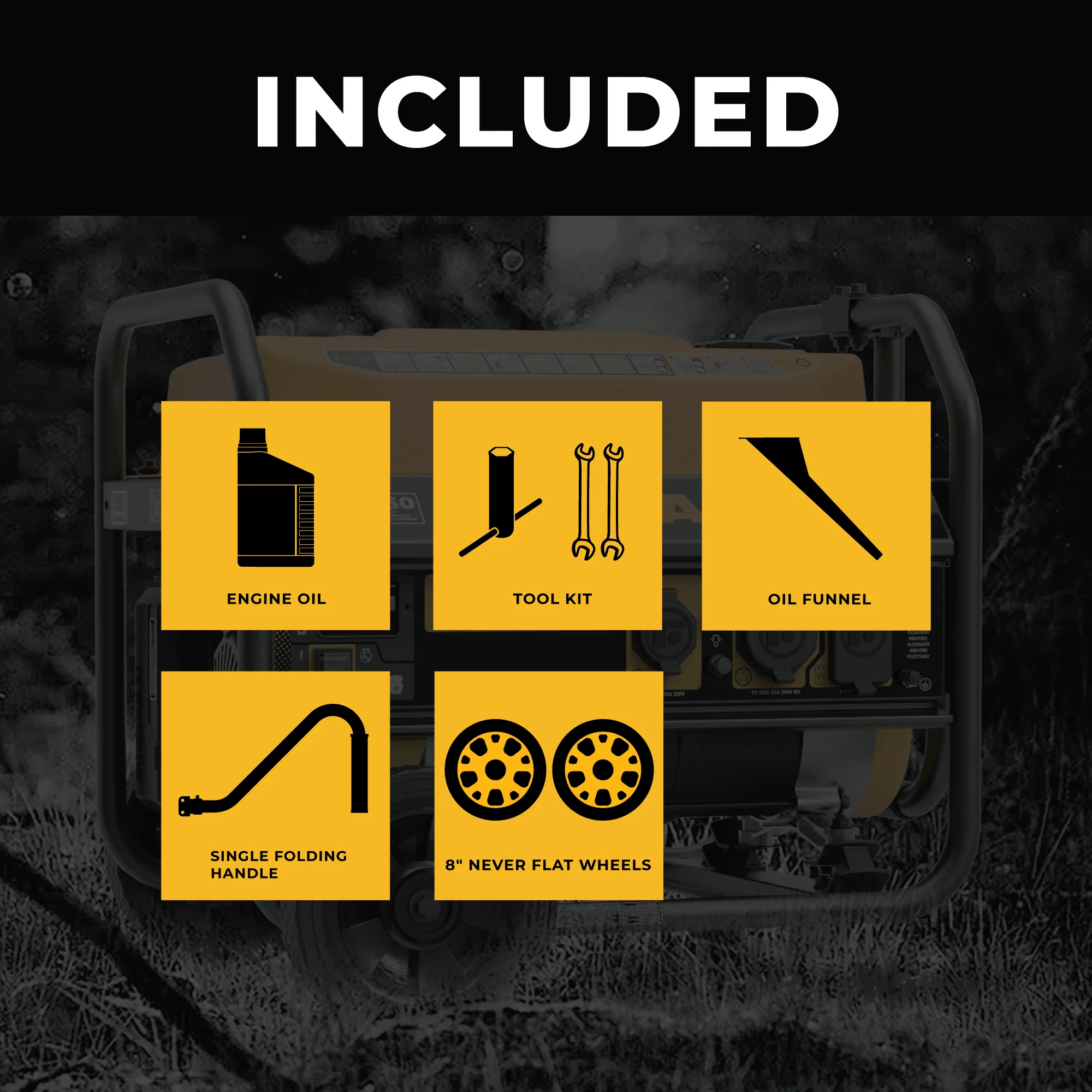 Gas Portable Generator 4550W Recoil Start 120V with CO Alert