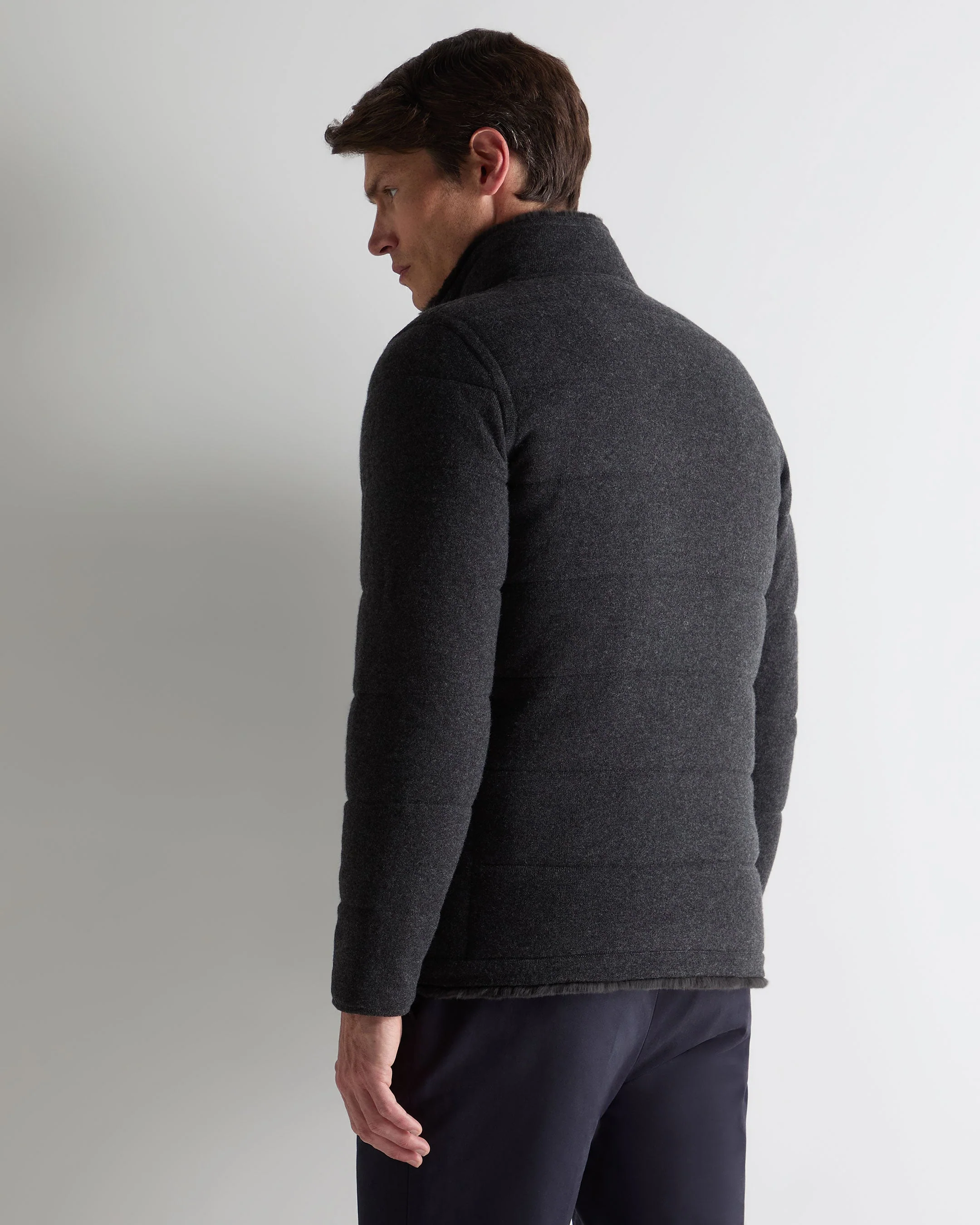 Men's Whistler Fur Quilted Cashmere Jacket Deep Charcoal Grey