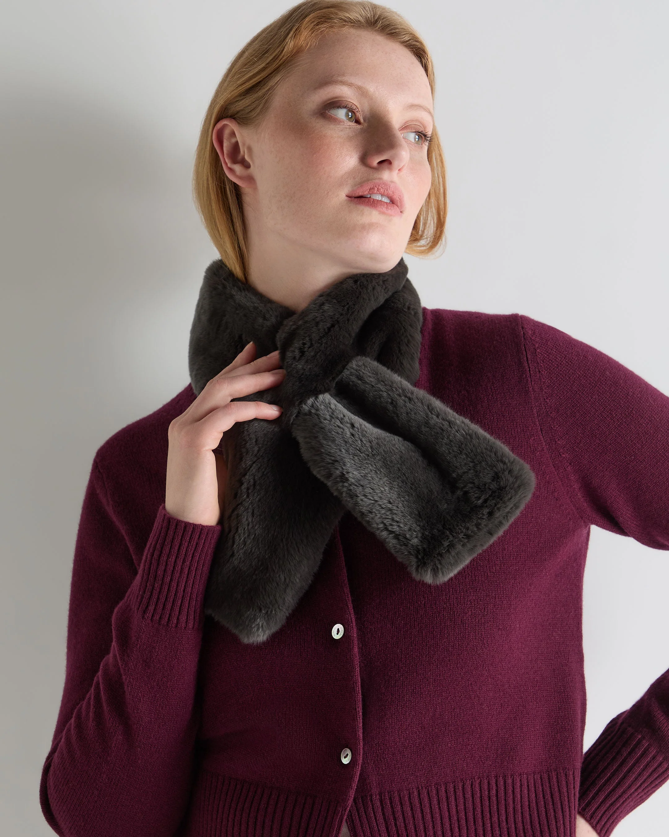 Unisex Fur Neckwarmer Arabica Khaki Green